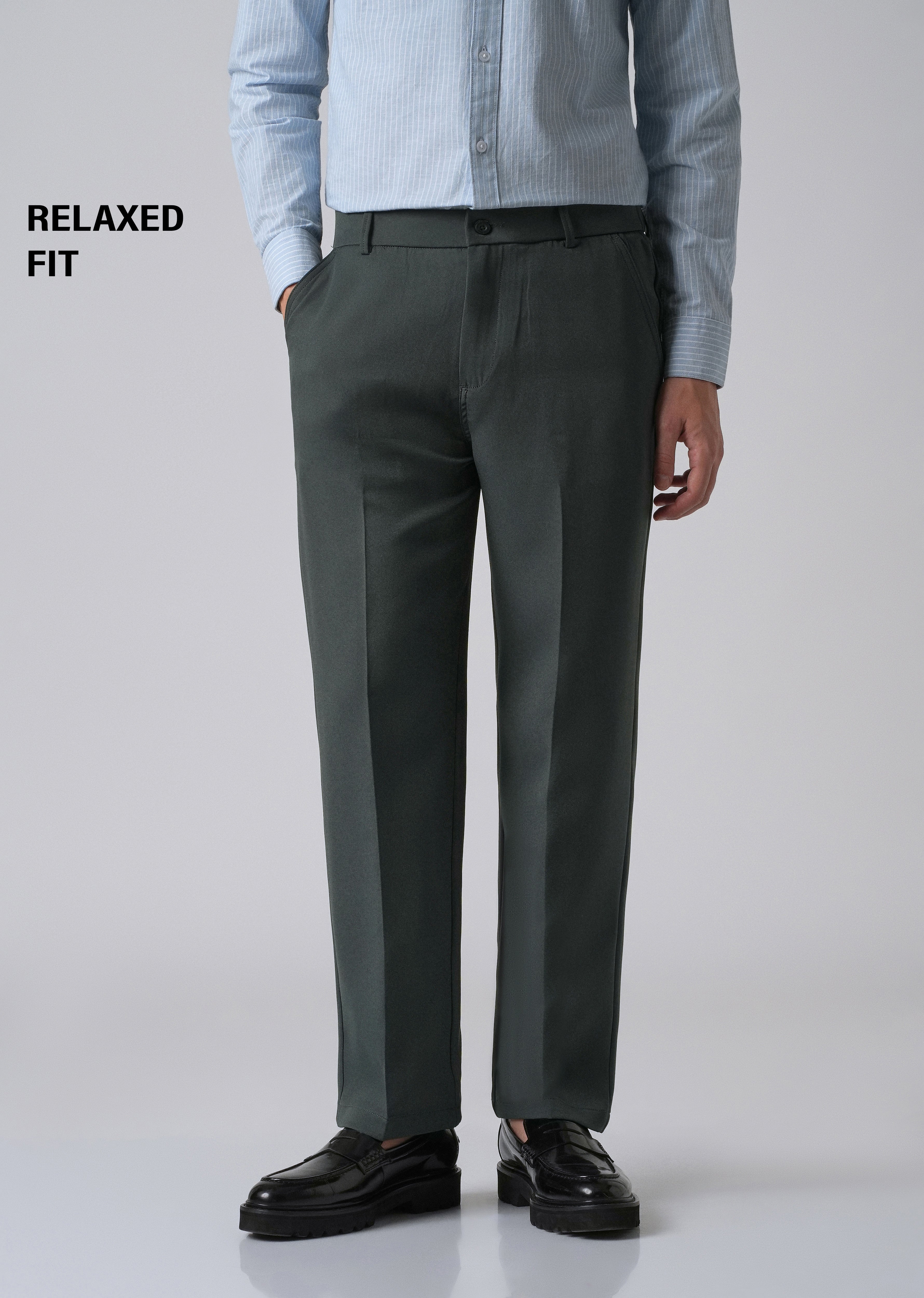 Teal Green Relaxed Fit Trousers