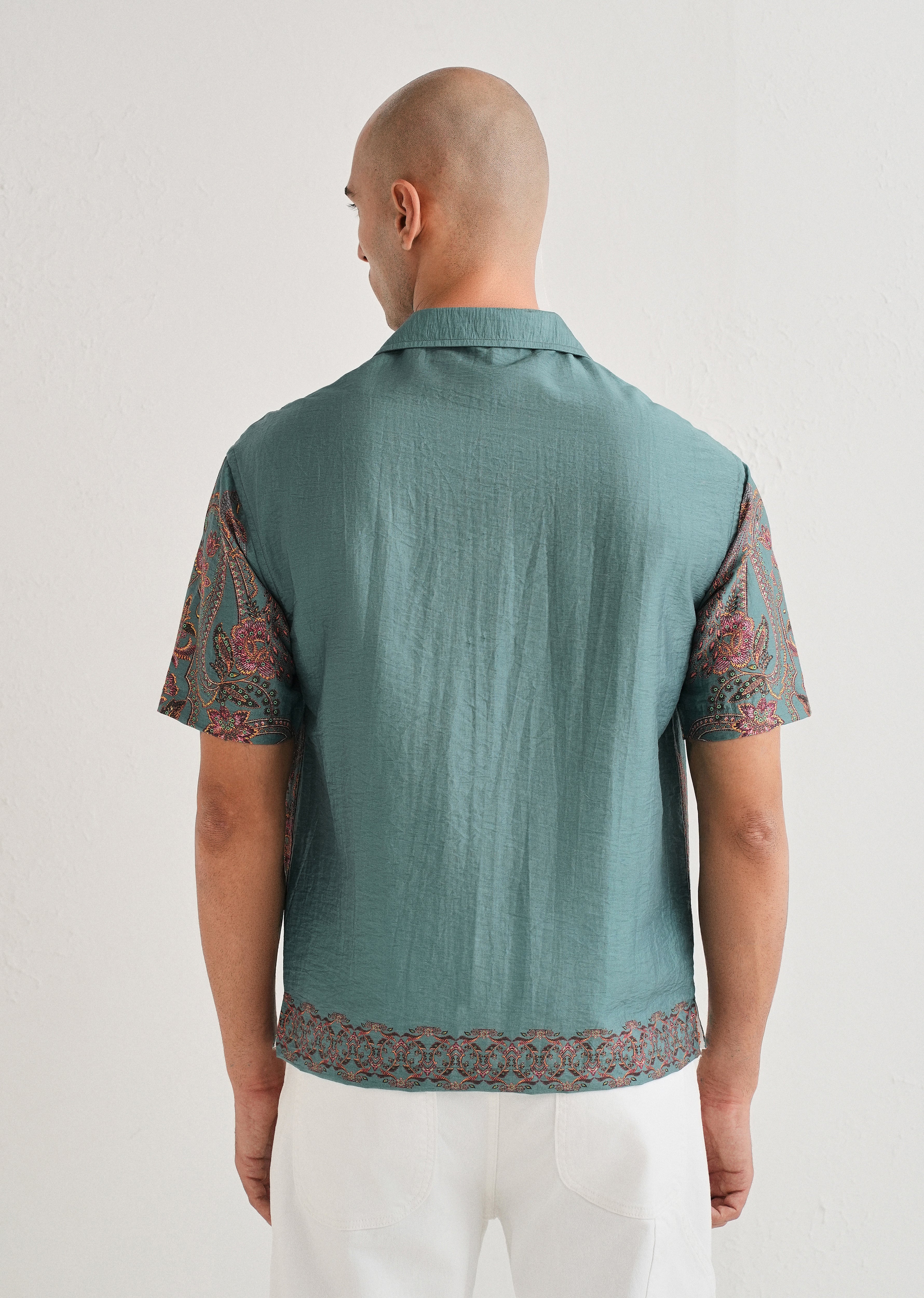 Teal Ornate Paisley Printed Shirt