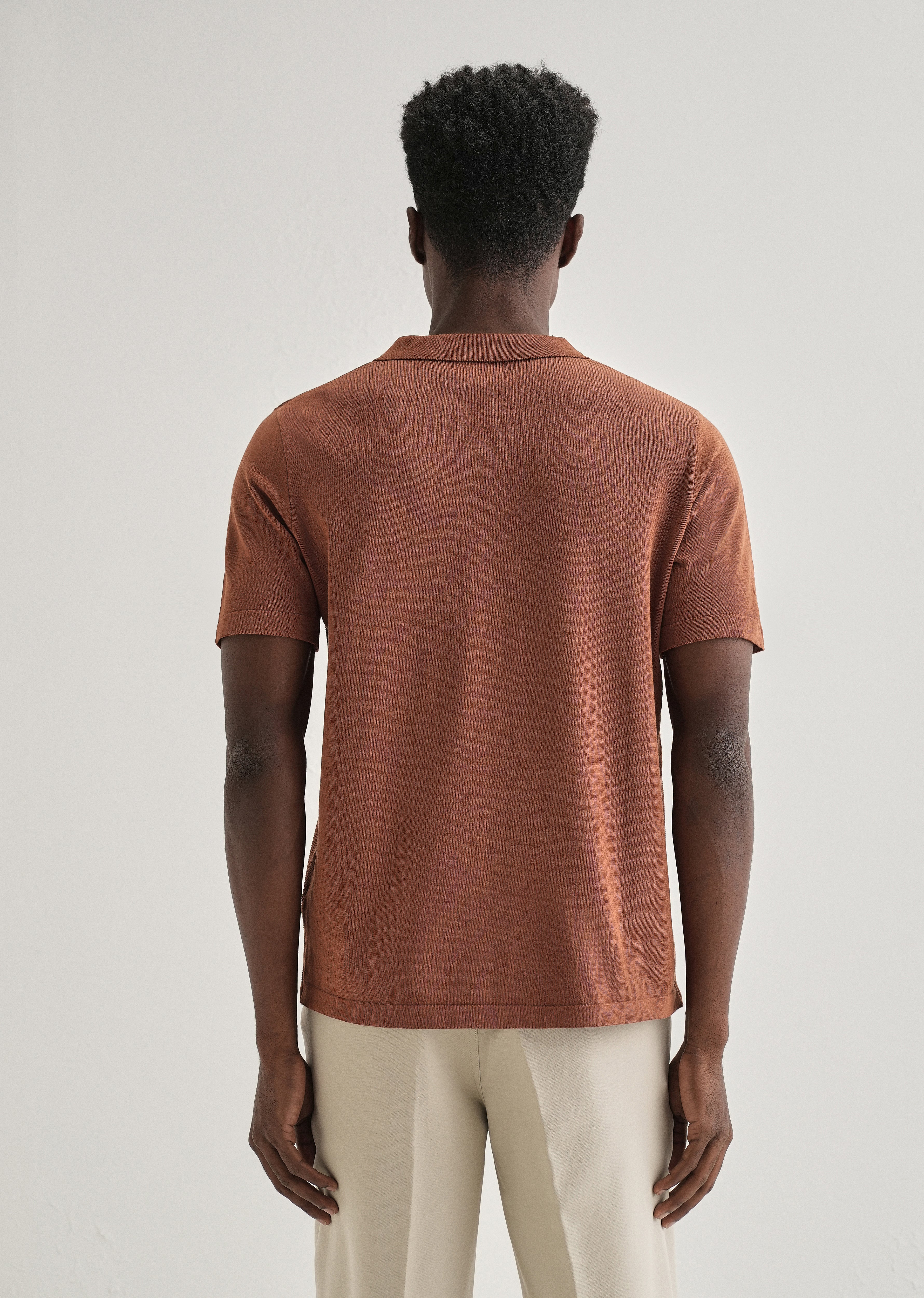 Terracotta Cuban Collar Knitted Shirt