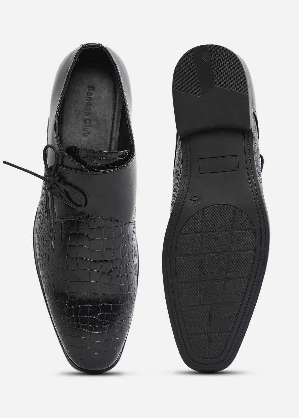 Textured Black Lace-Up Formal Shoes
