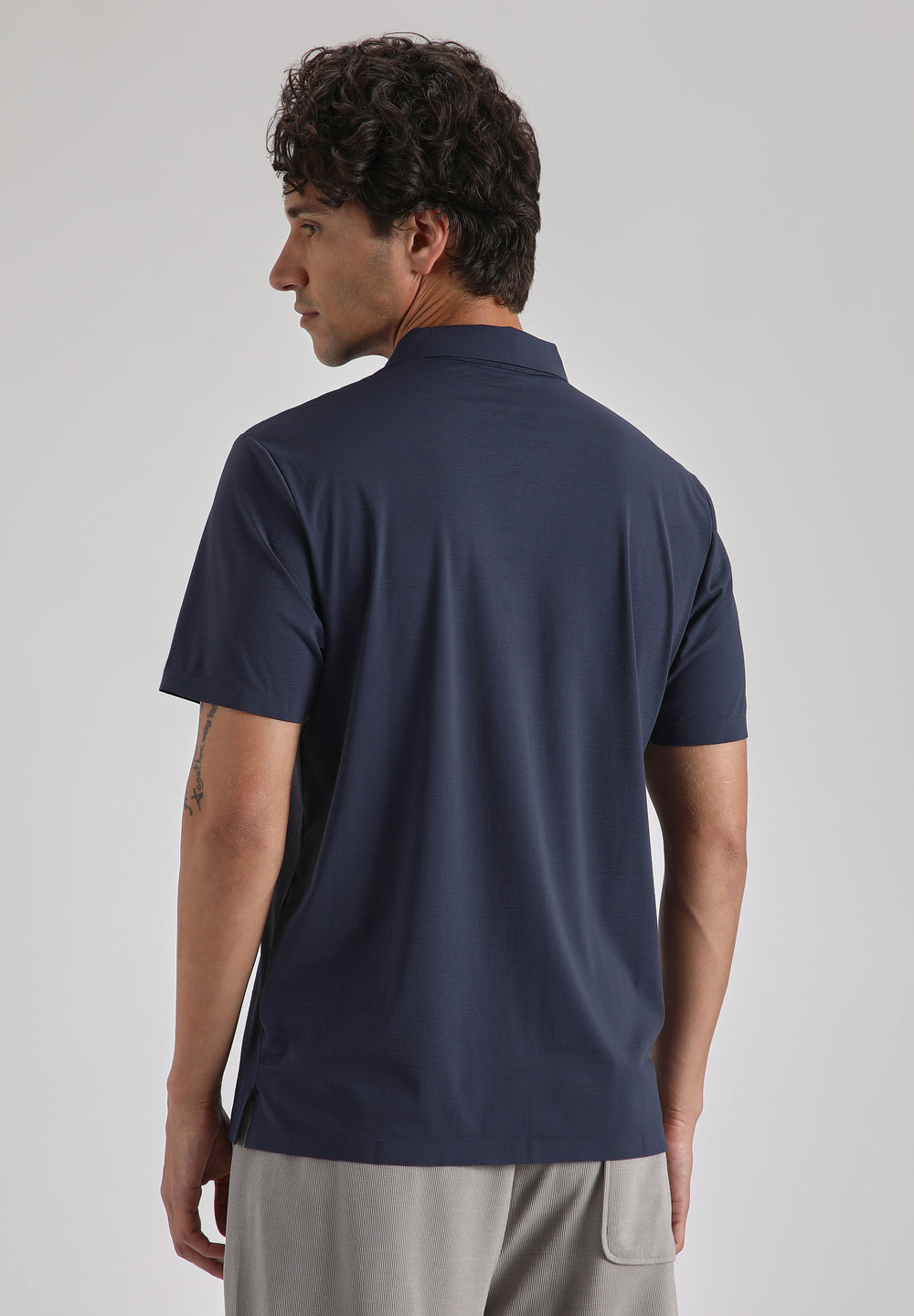 Textured Blue Stitchless Polo T-shirt