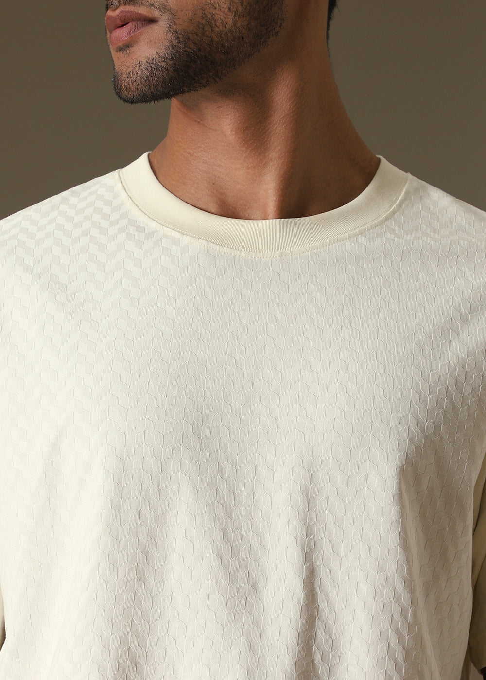 Textured Off White Oversized T-shirt