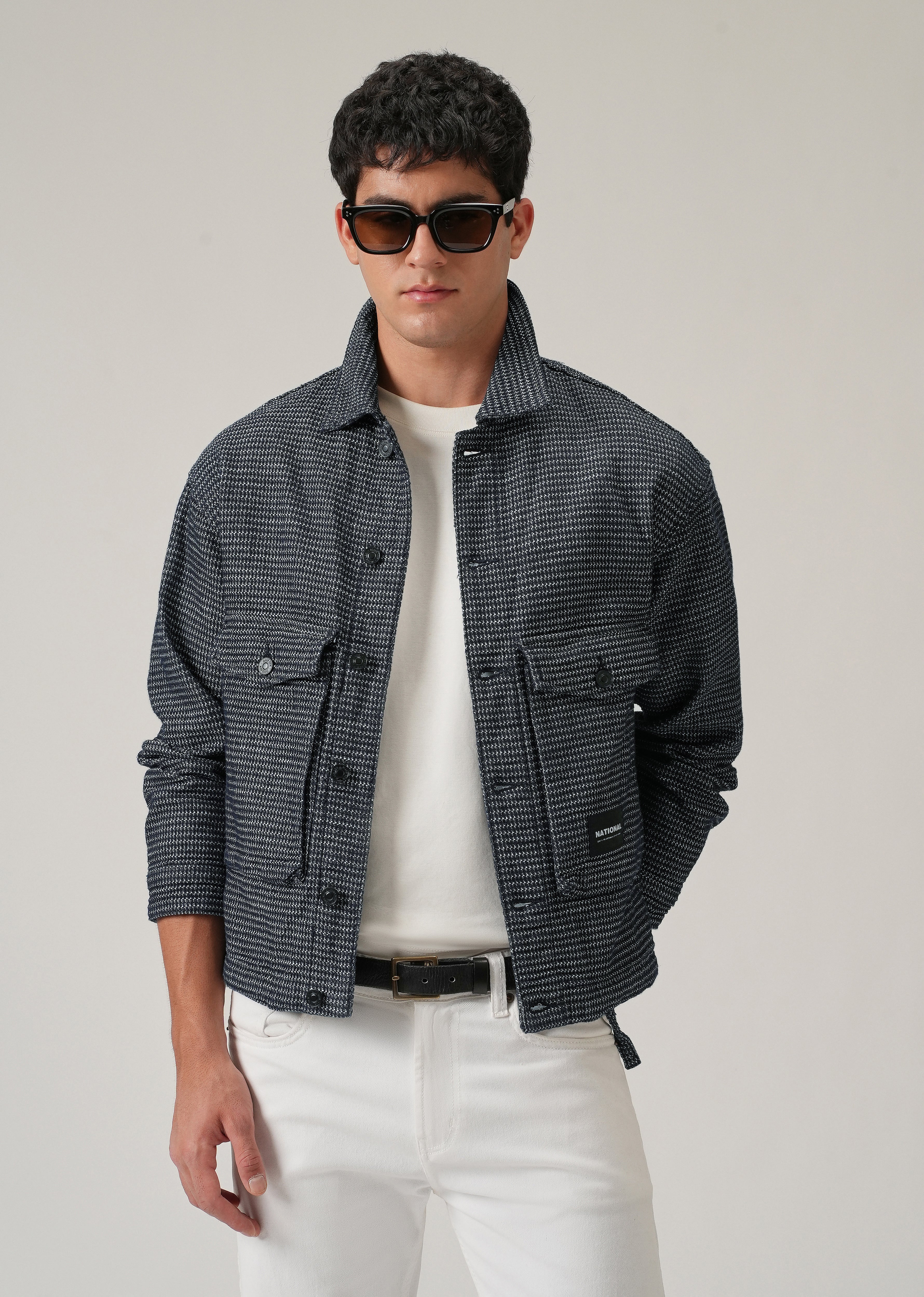 Textured Denim Jacquard Jacket