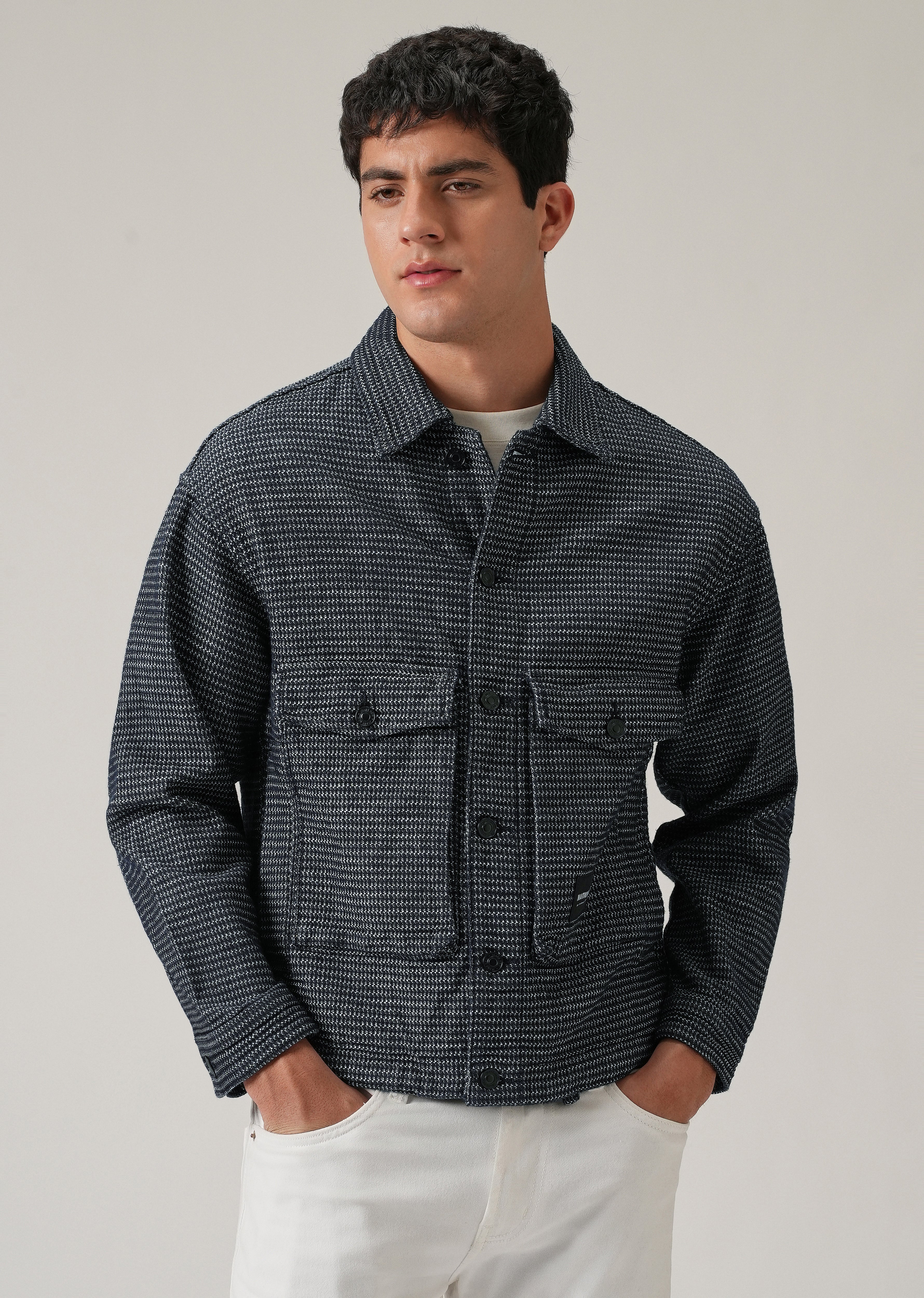 Textured Denim Jacquard Jacket