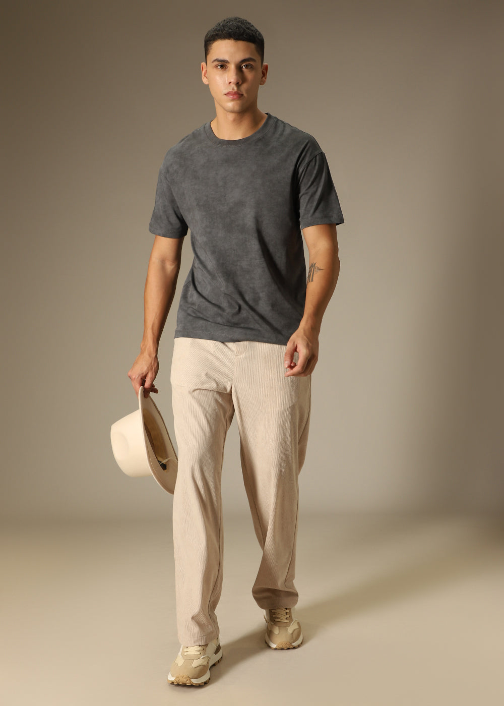 Cream Beige Thin Corduroy Pant