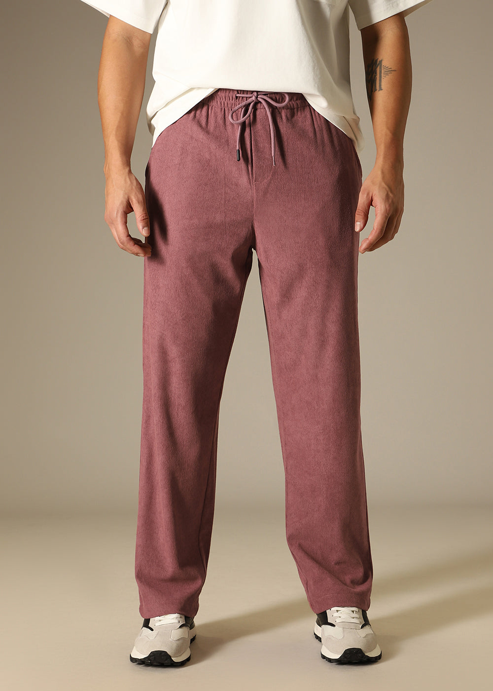 Nude Pink Thin Corduroy Pant