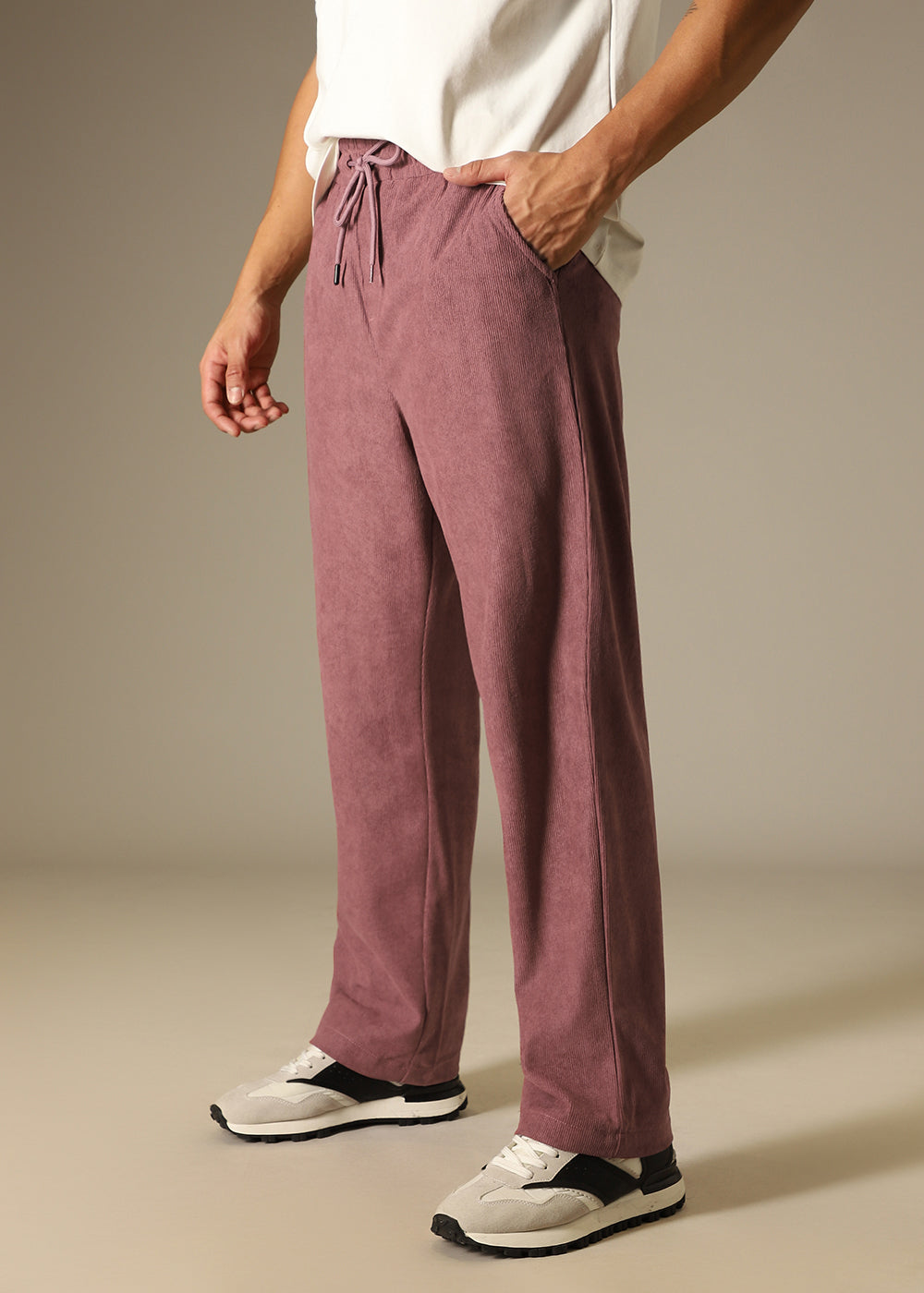 Nude Pink Thin Corduroy Pant