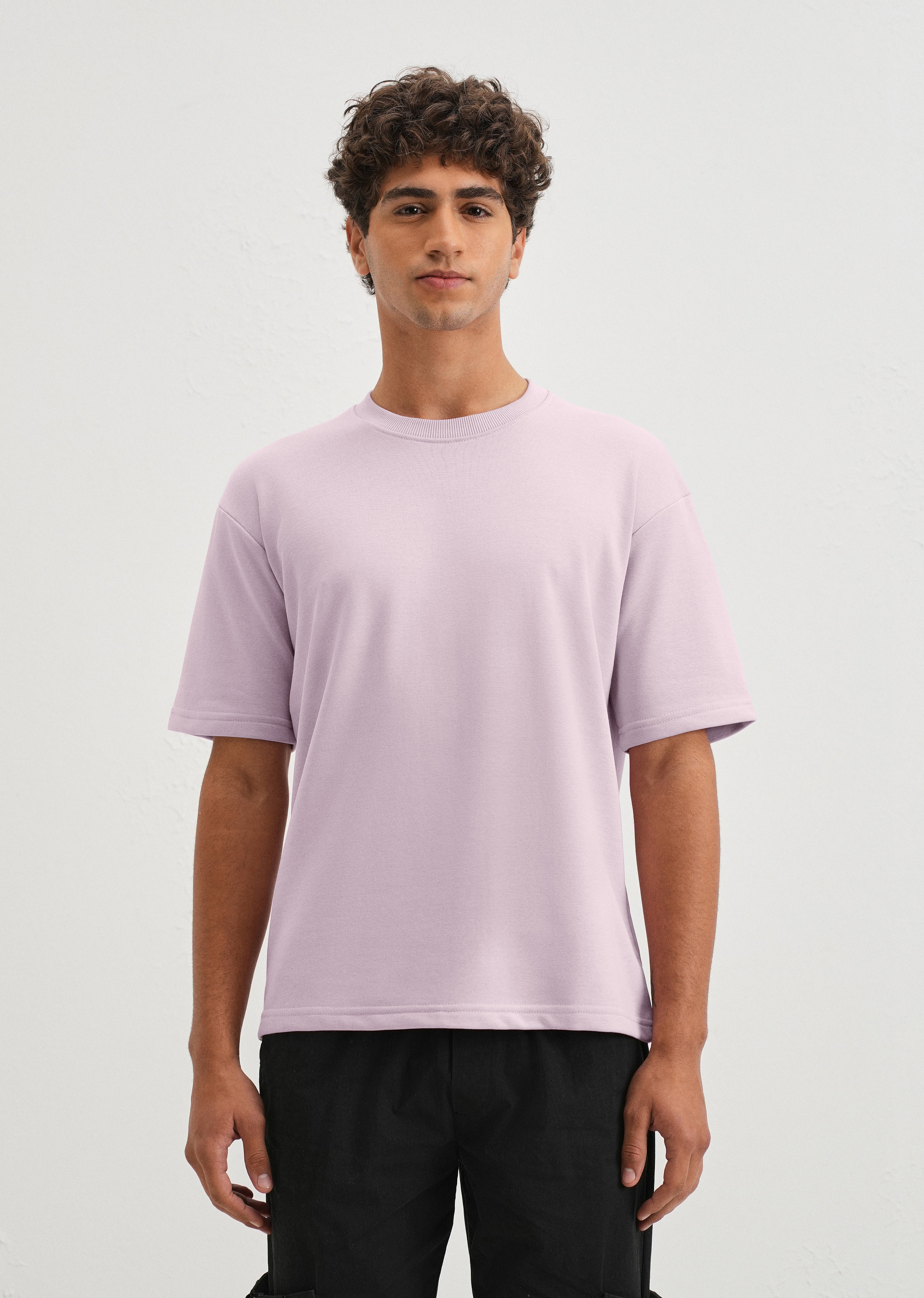 Thistle Violet Plain Oversized Basic T-shirt