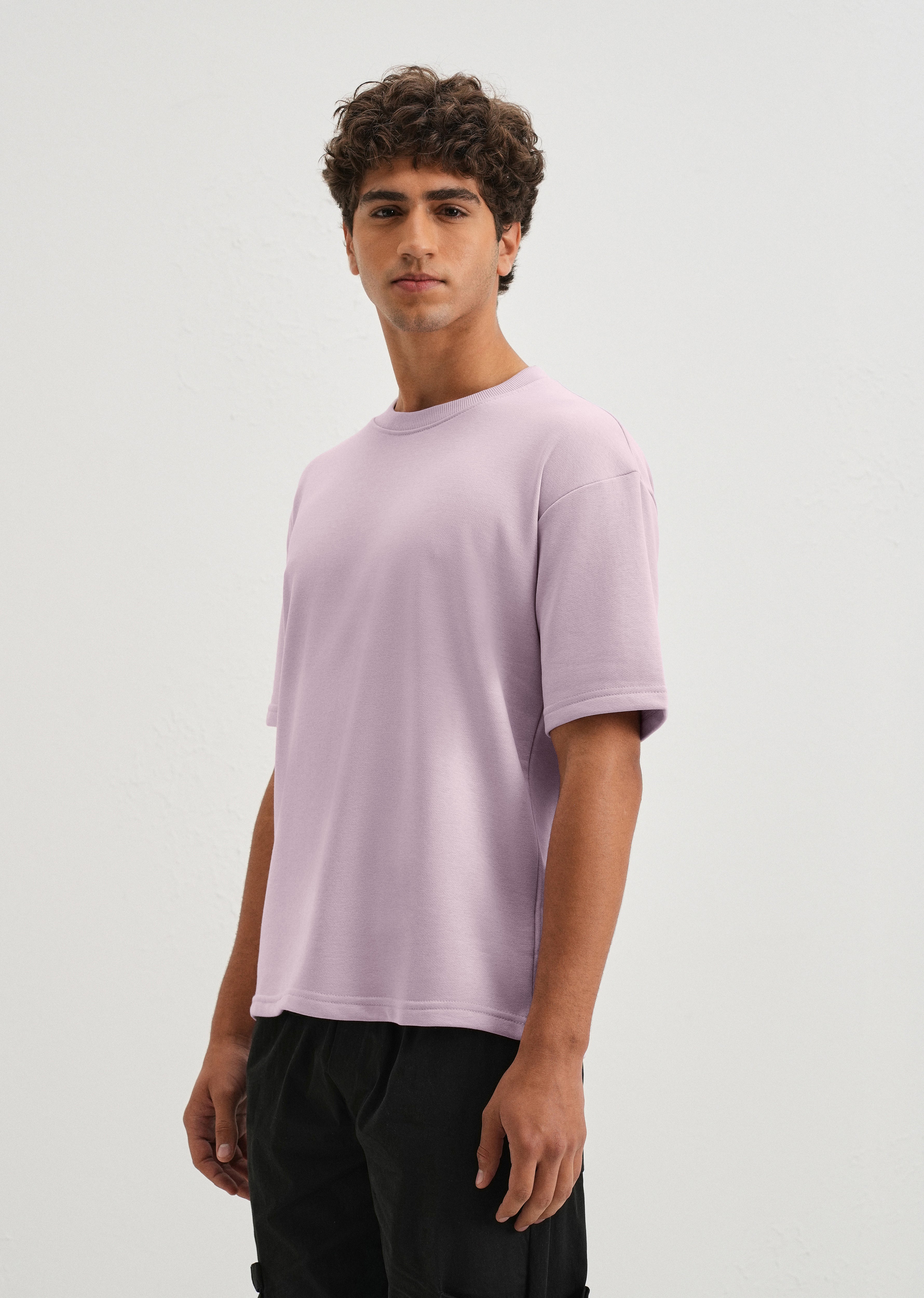 Thistle Violet Plain Oversized Basic T-shirt