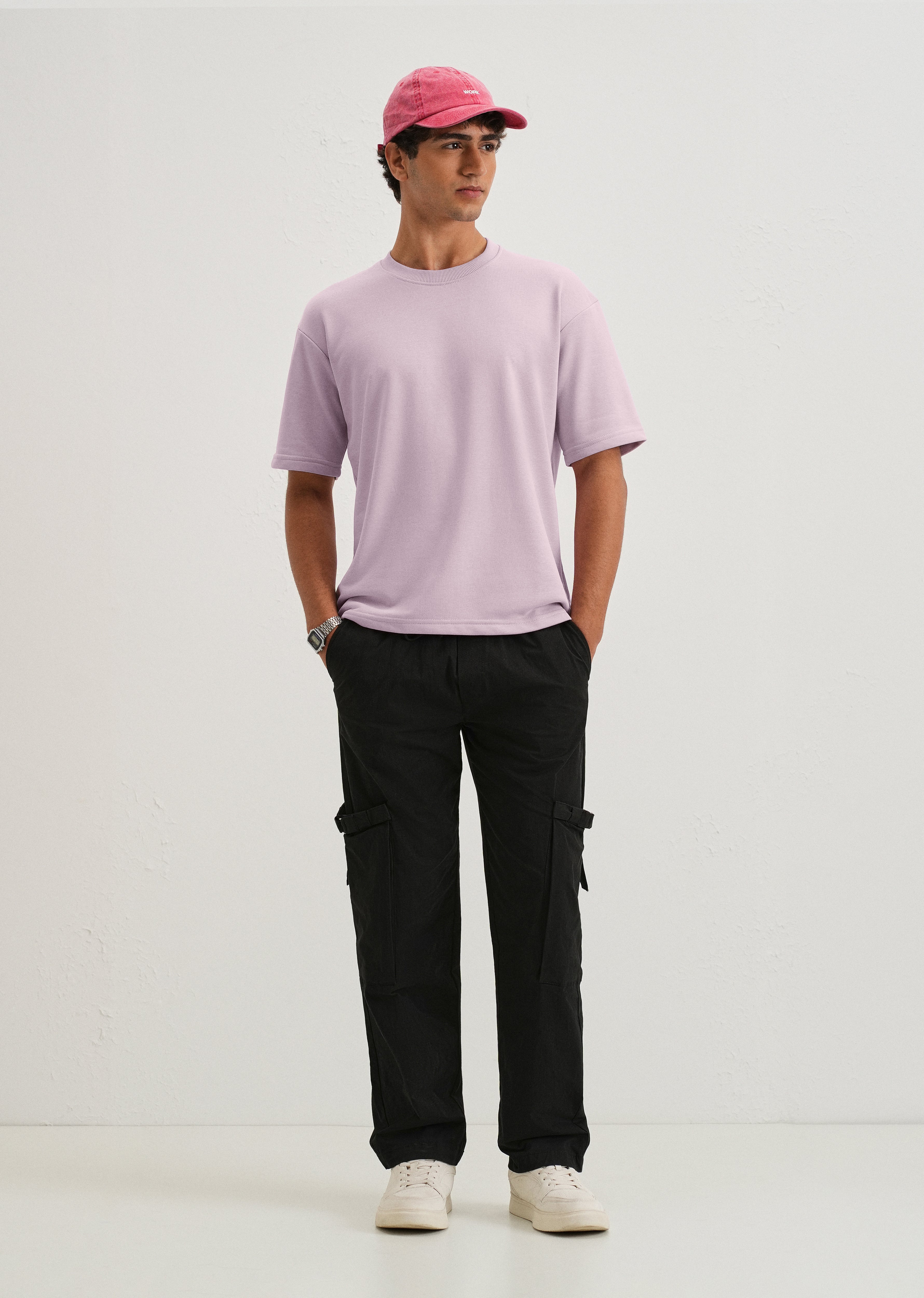 Thistle Violet Plain Oversized Basic T-shirt