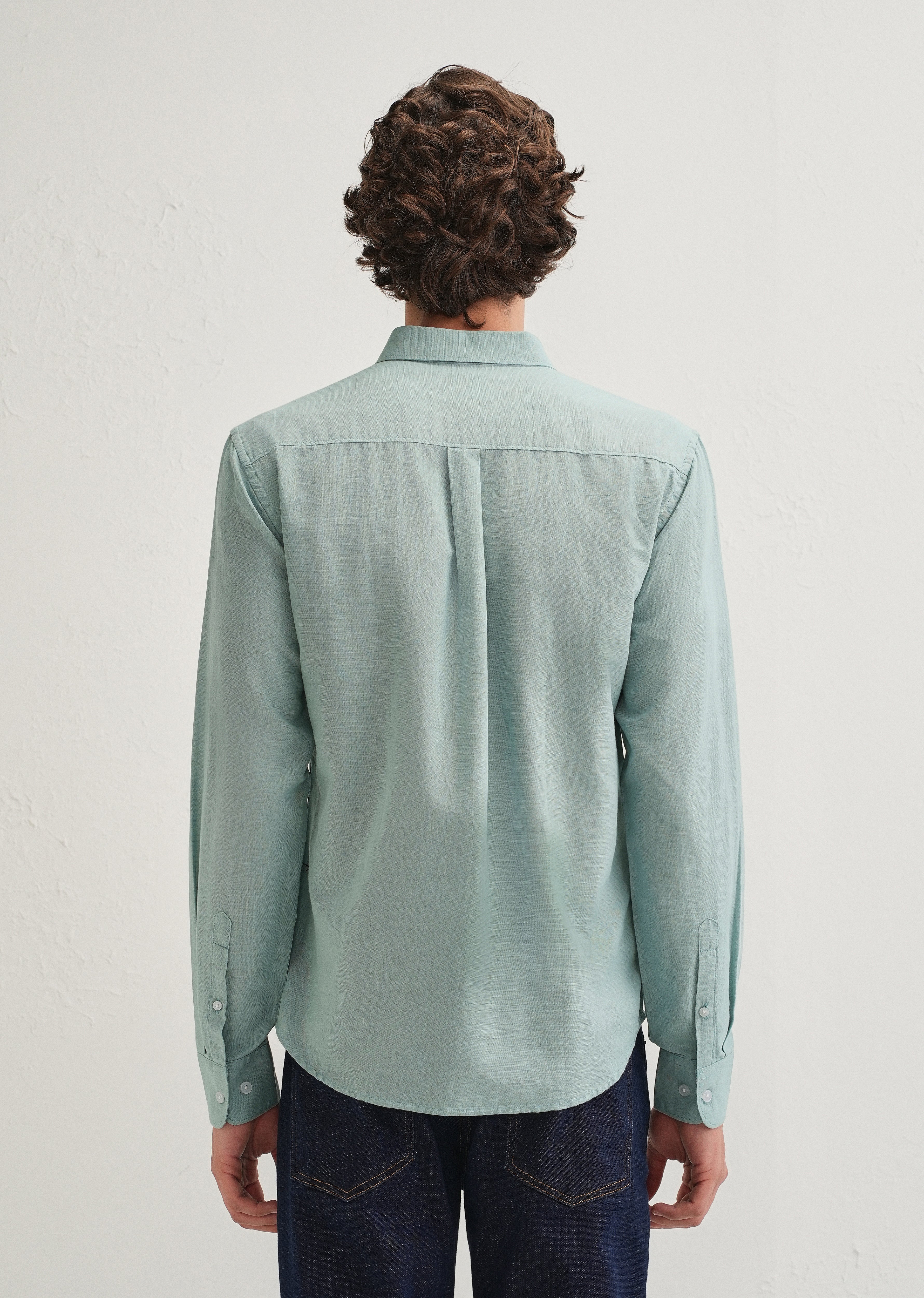 Tiffany Blue Cotton Linen Shirt