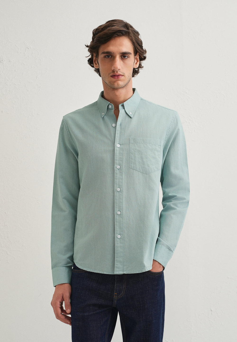 Tiffany Blue Cotton Linen Shirt