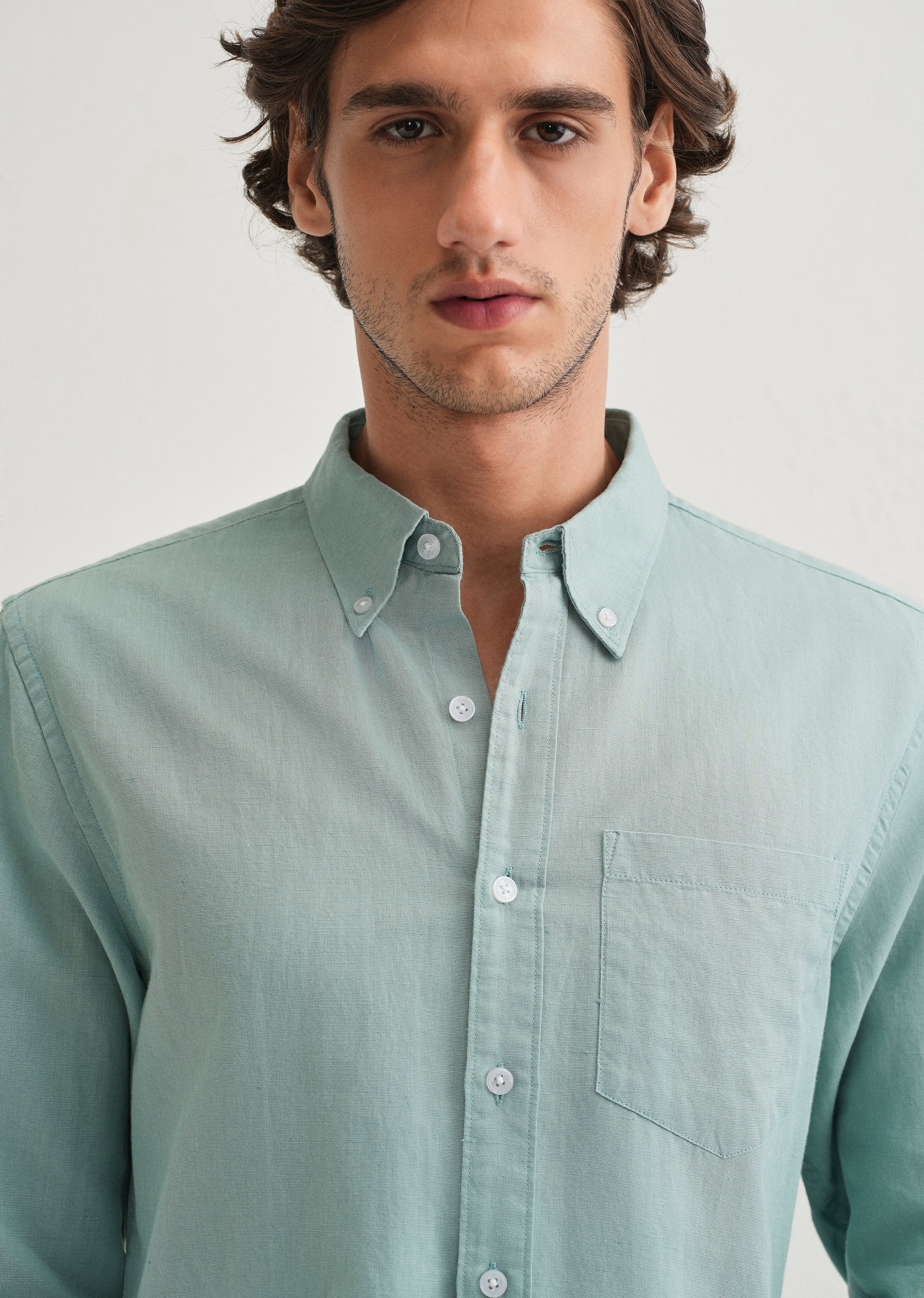 Tiffany Blue Cotton Linen Shirt