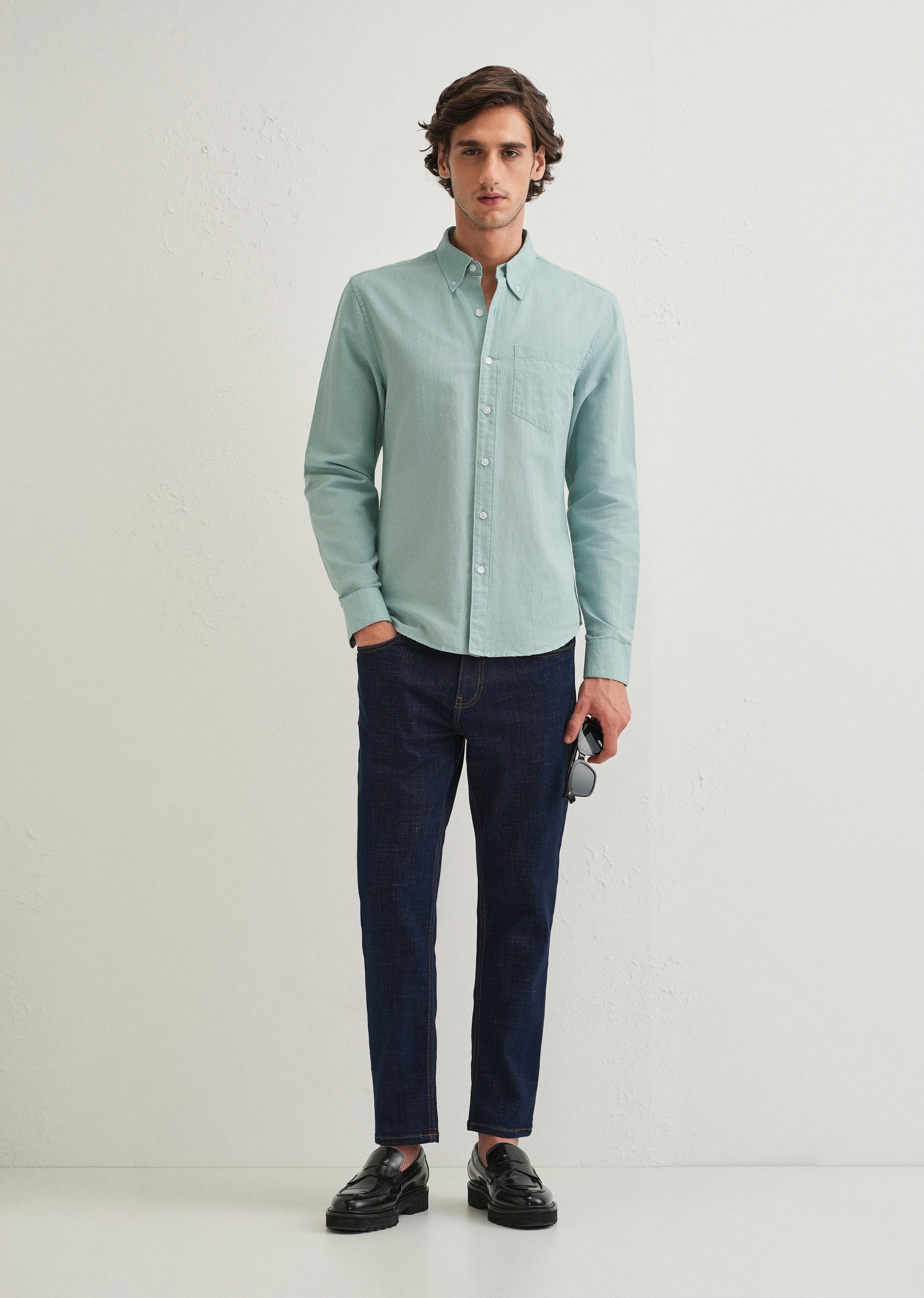 Tiffany Blue Cotton Linen Shirt