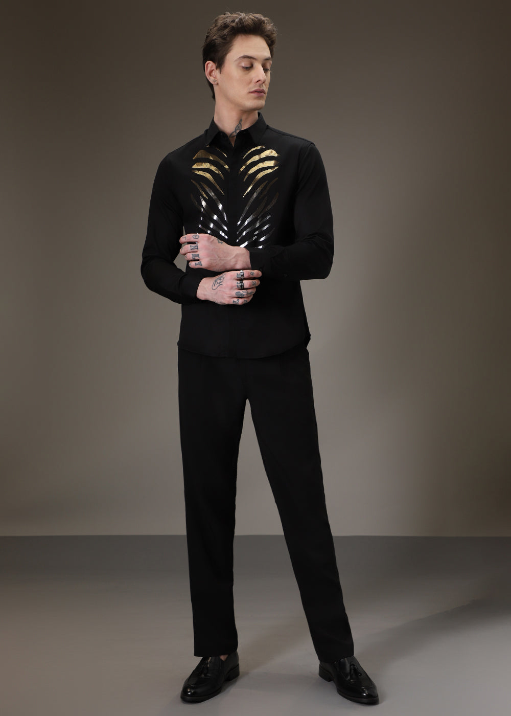 Tiger Stripe Black Designer Shirt