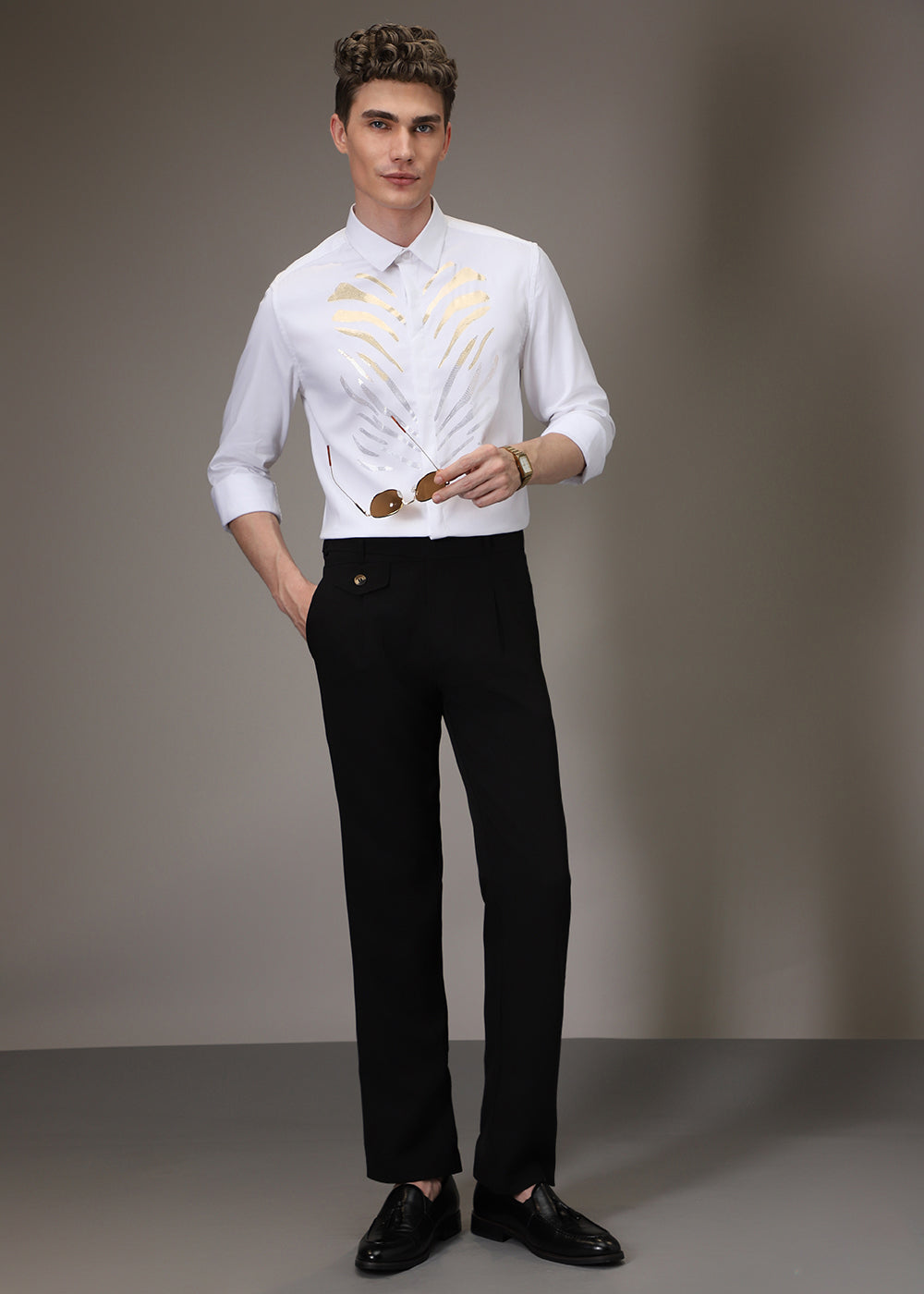 Tiger Stripe White Designer Shirt