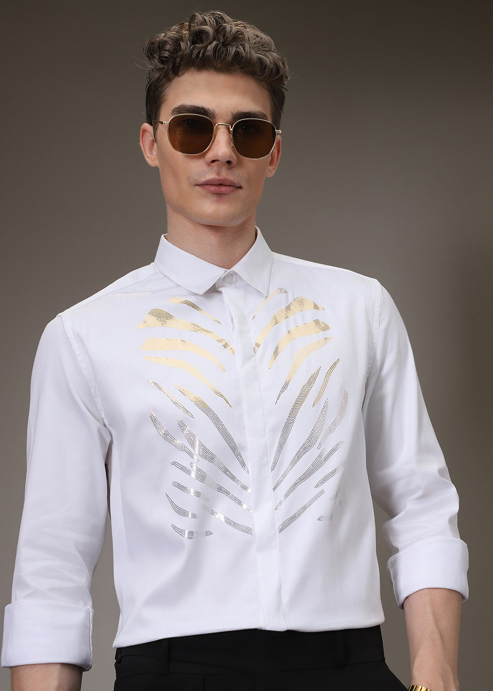Tiger Stripe White Designer Shirt