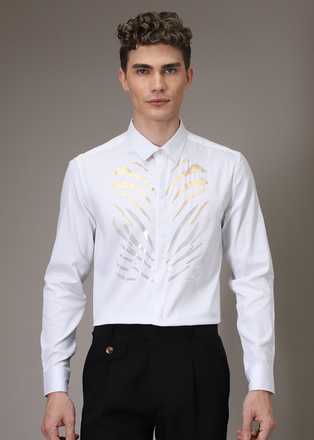 Tiger Stripe White Designer Shirt