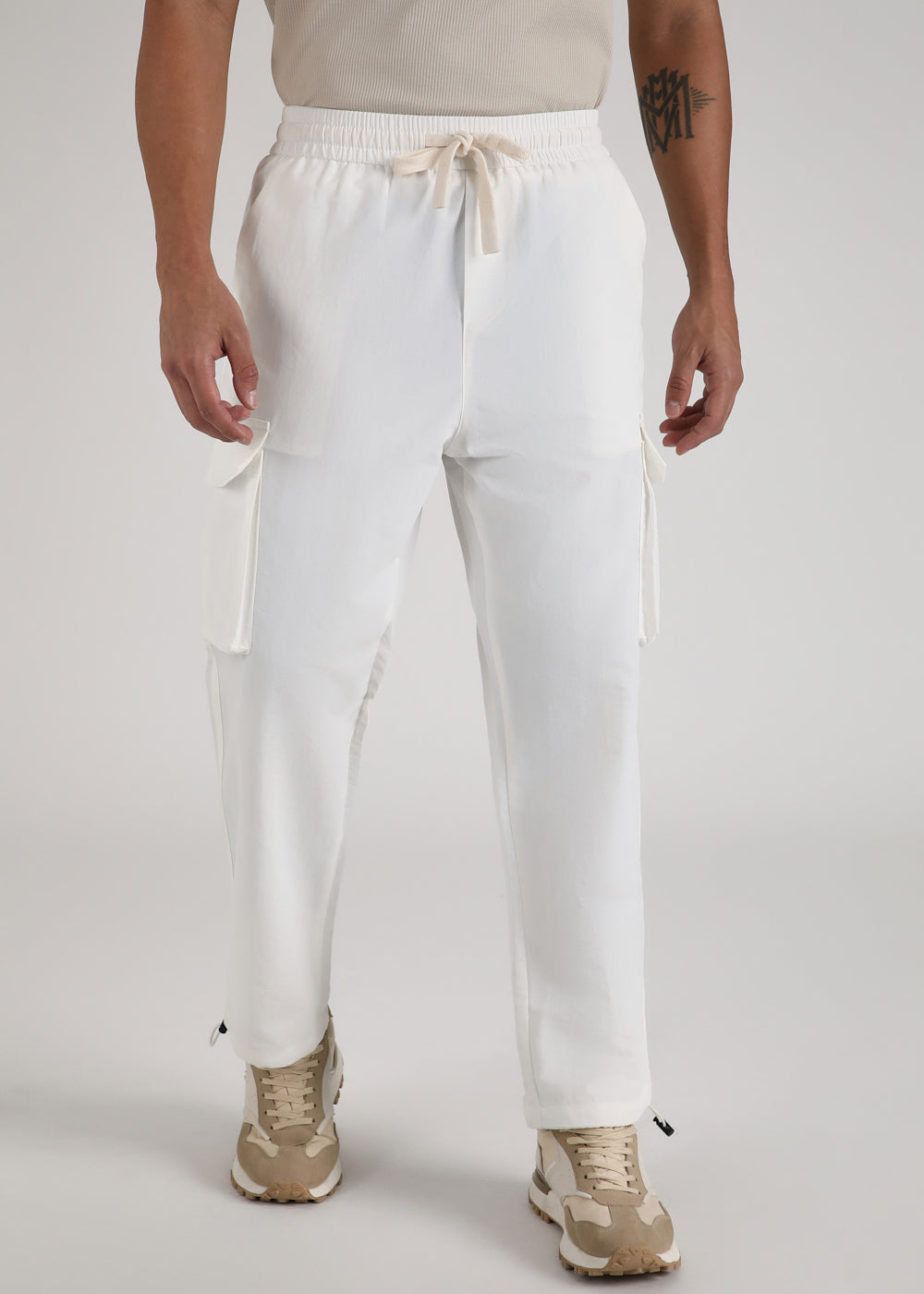White Relaxed Fit Track Pant