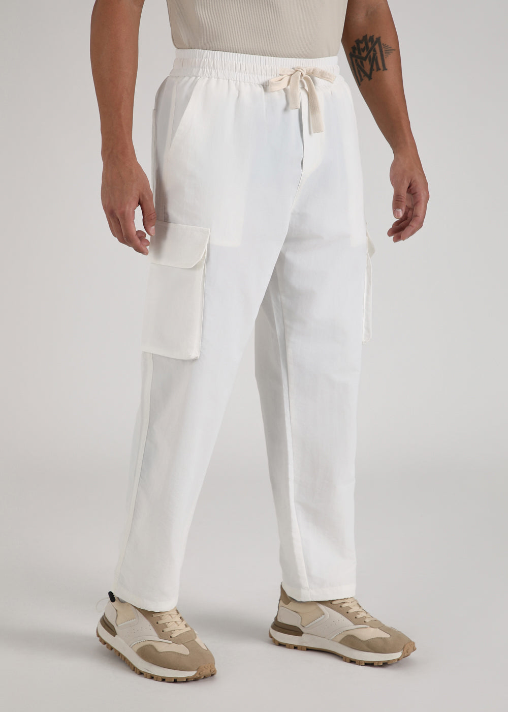 White Relaxed Fit Track Pant