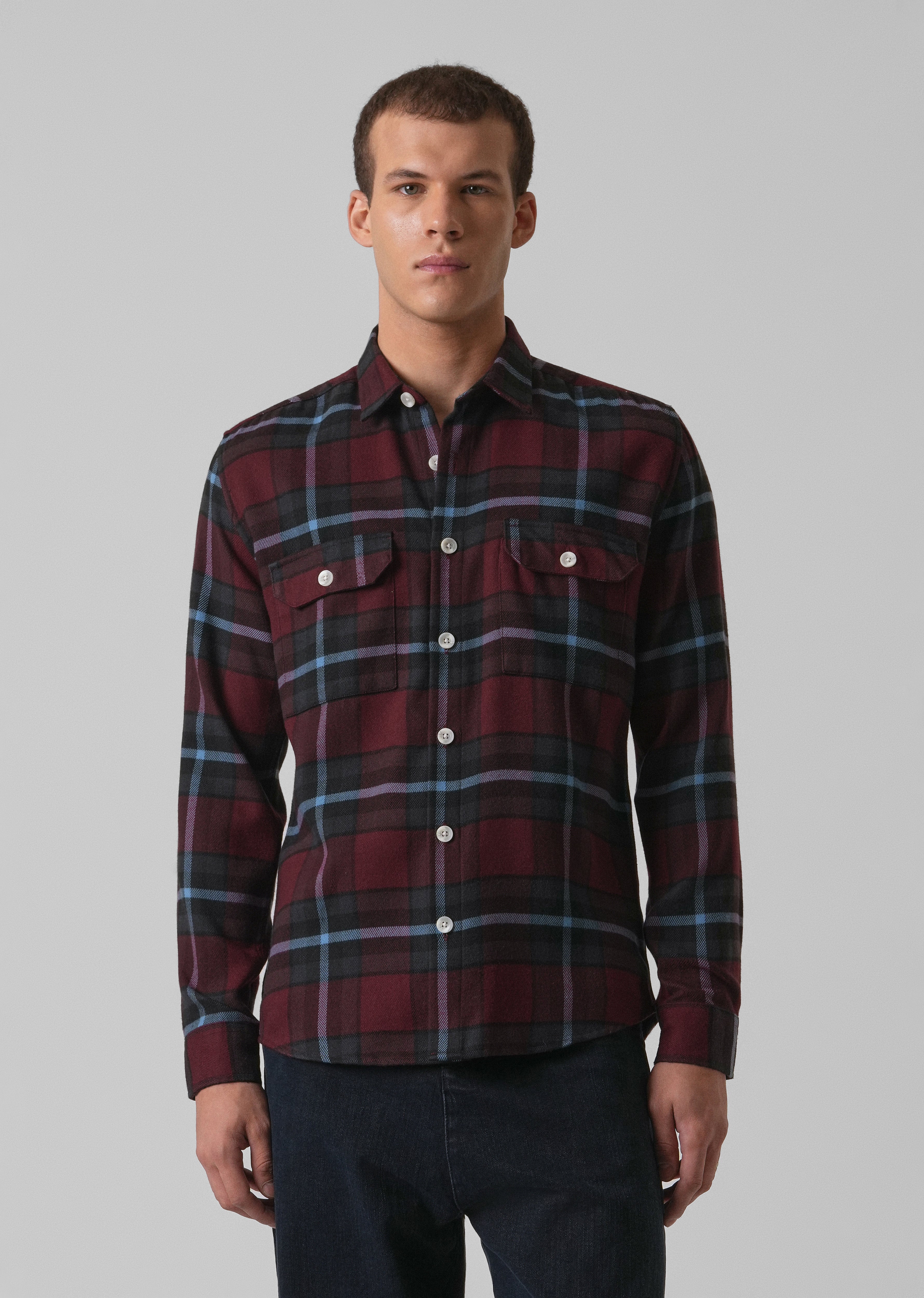 True Red Brushed Cotton Check Shirt