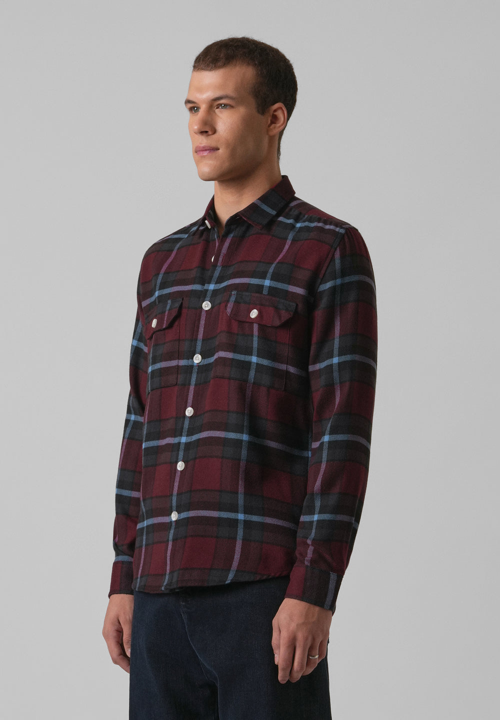 True Red Brushed Cotton Check Shirt