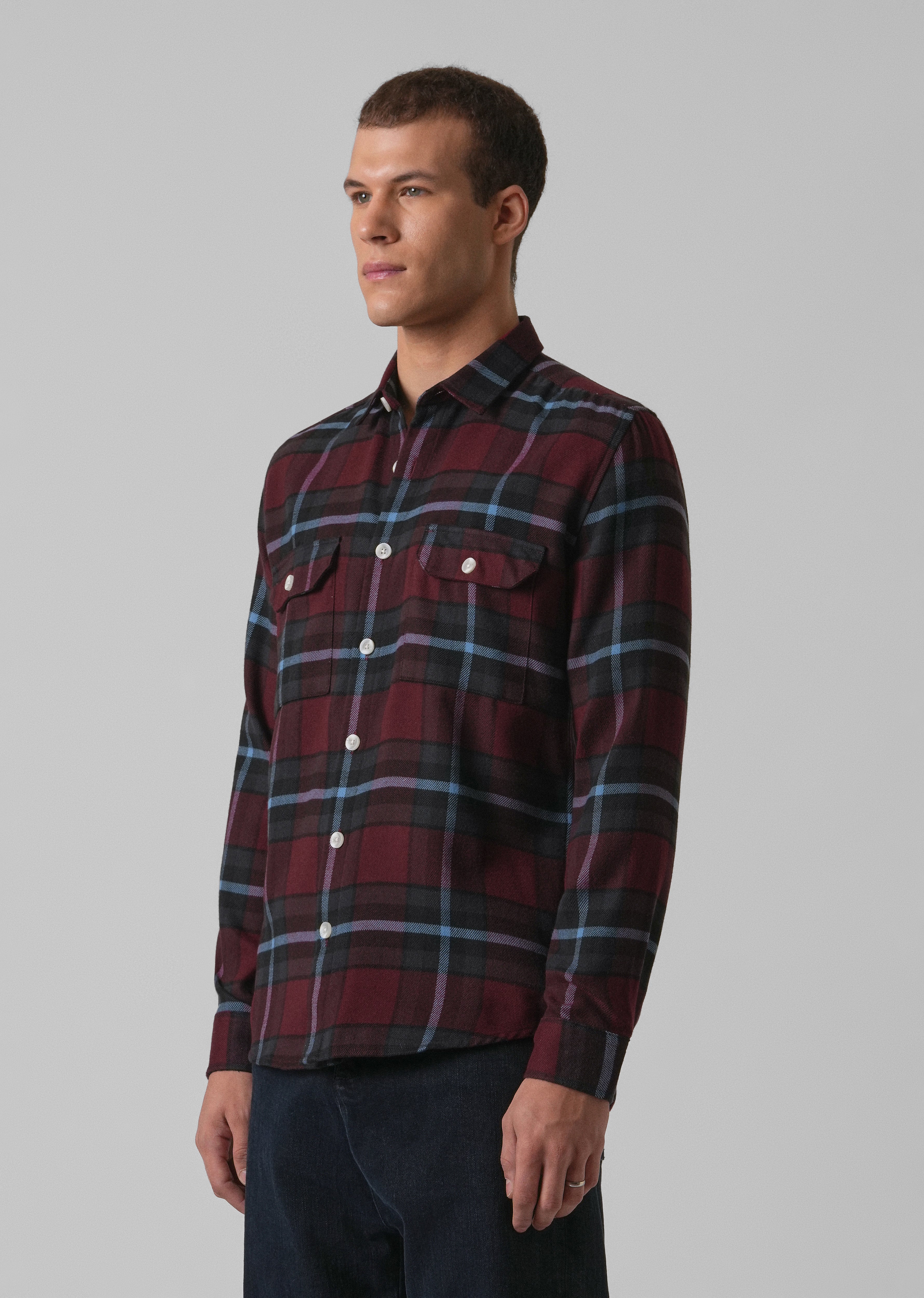 True Red Brushed Cotton Check Shirt