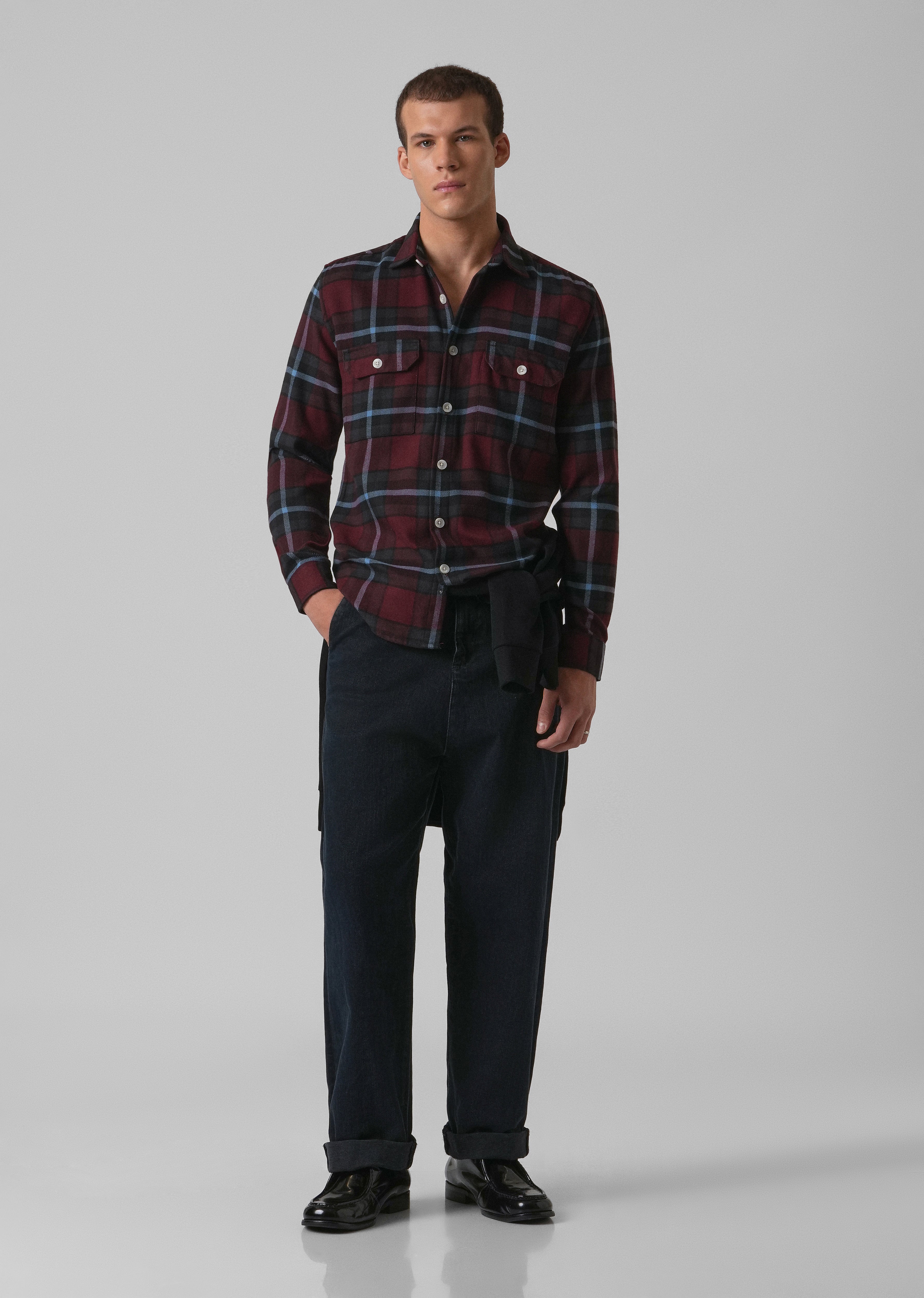 True Red Brushed Cotton Check Shirt