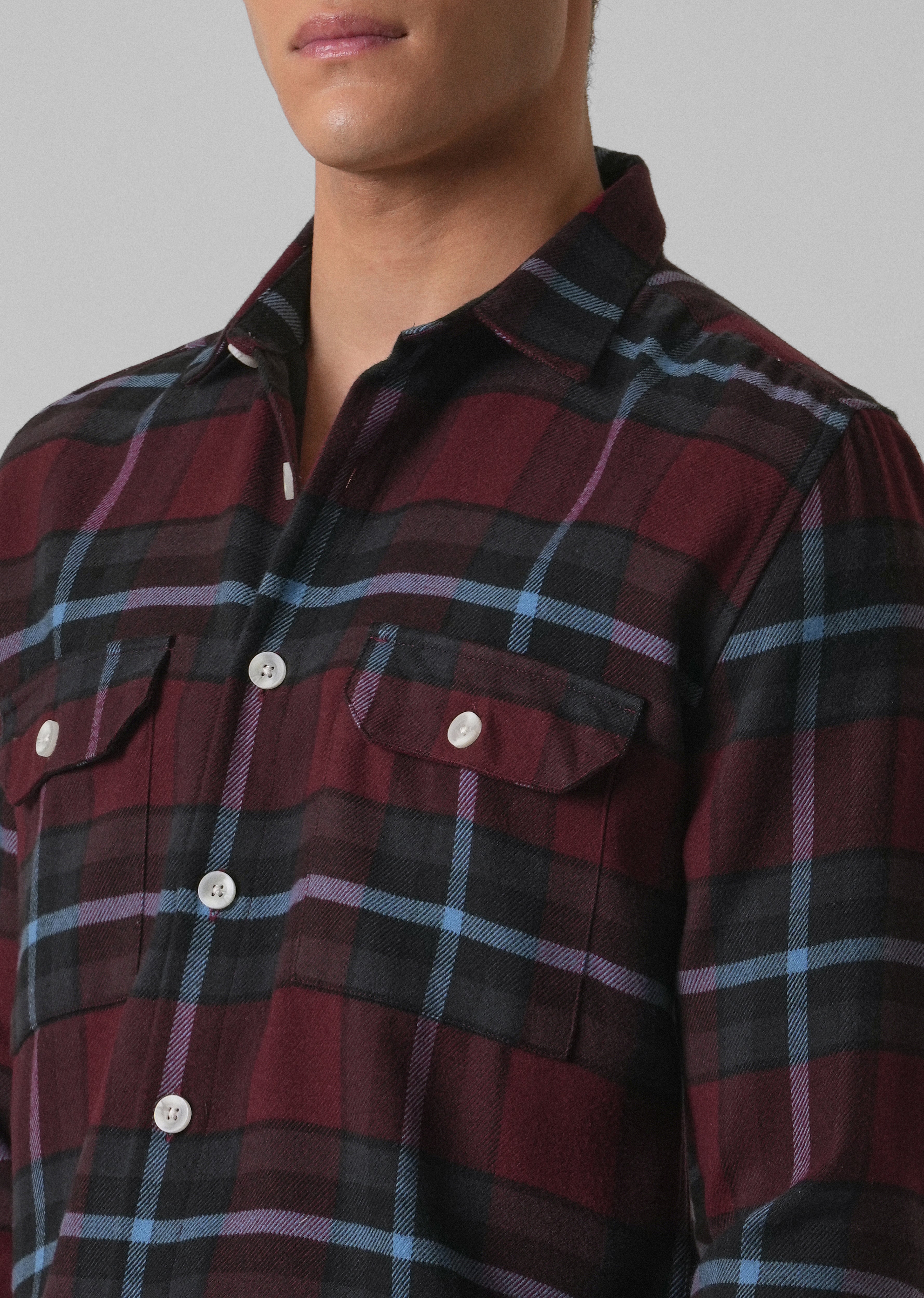True Red Brushed Cotton Check Shirt