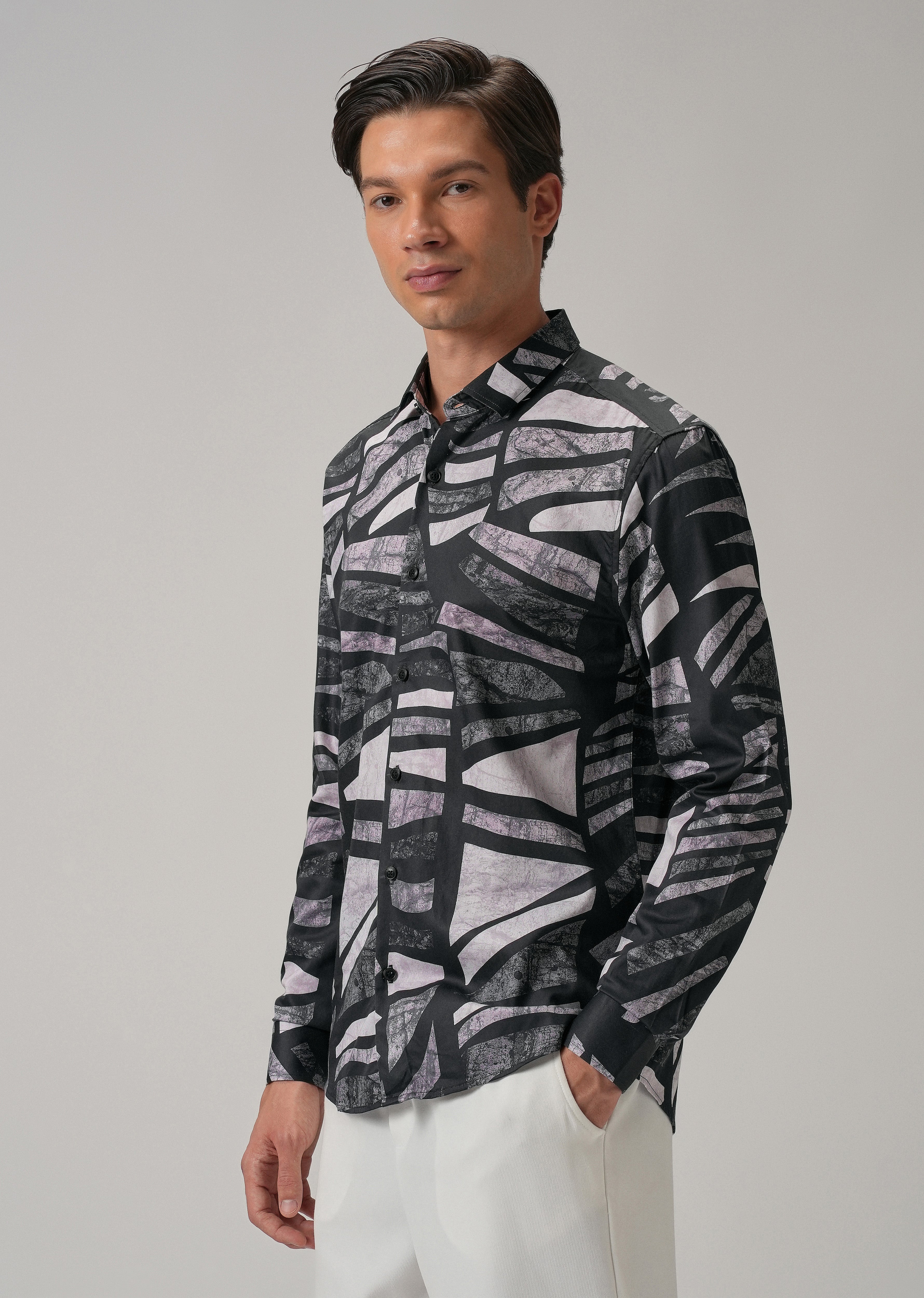 Turbulent Black Printed Shirt