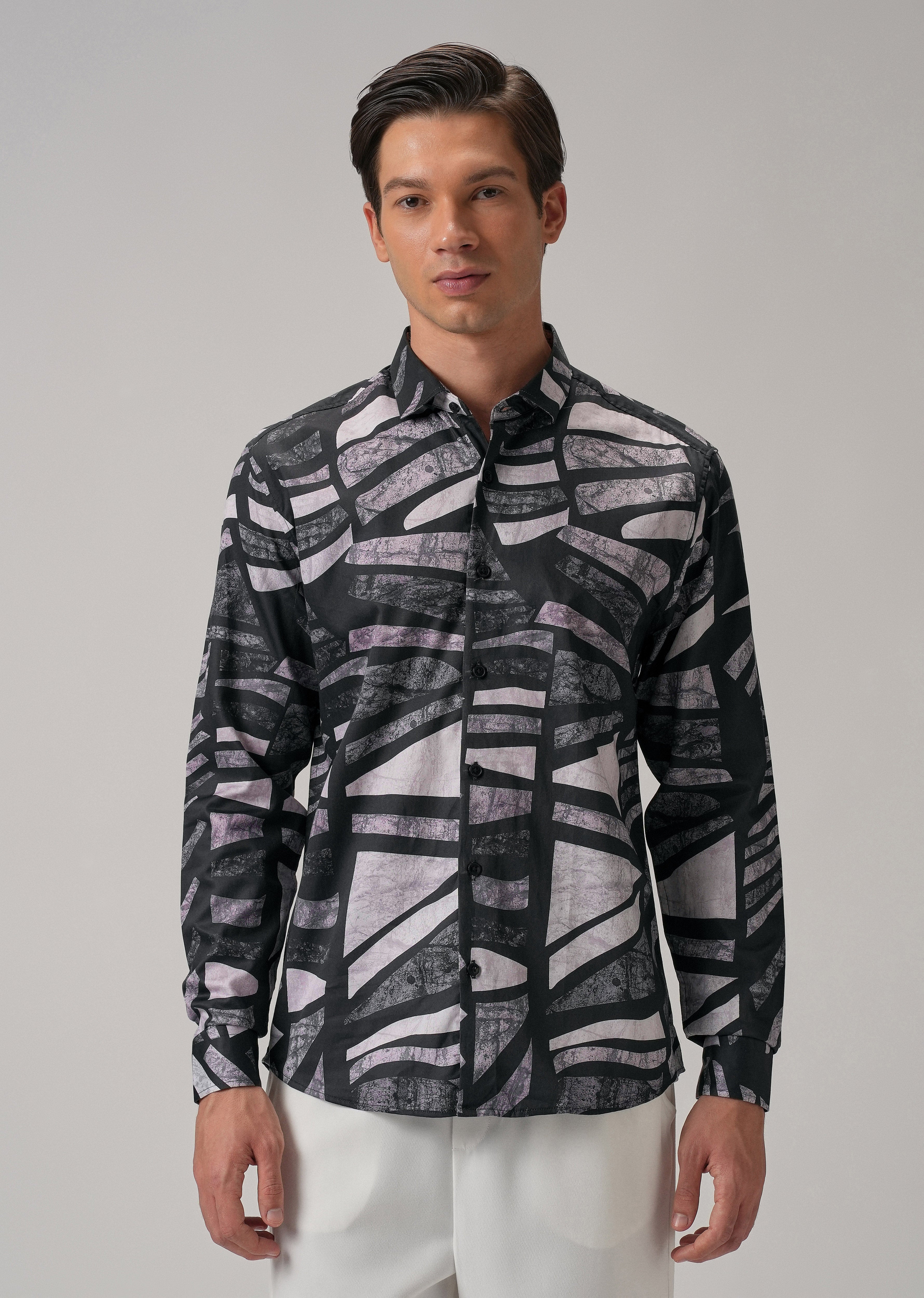 Turbulent Black Printed Shirt