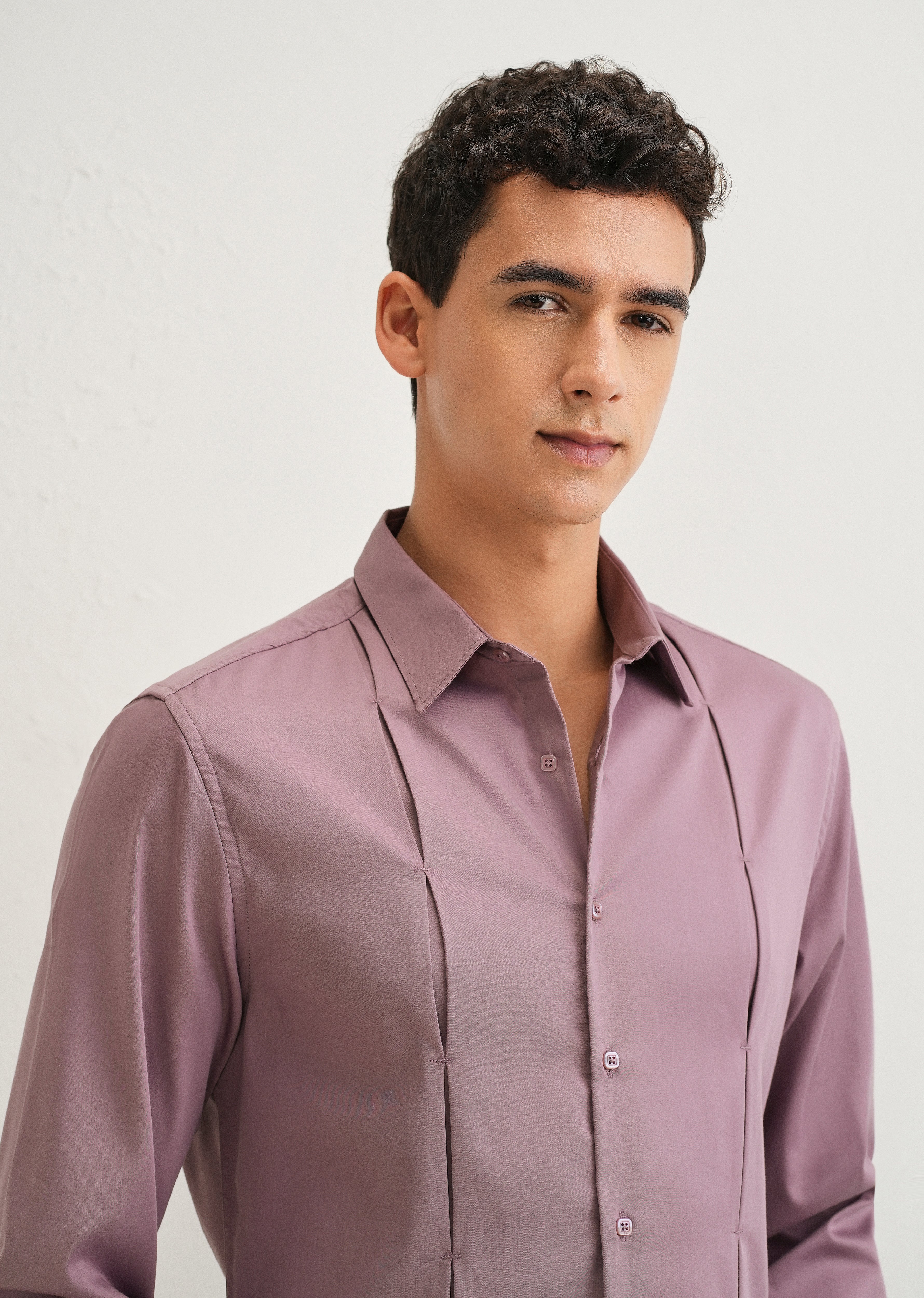 Twilight Lavender Front Panel Open Pleat Shirt