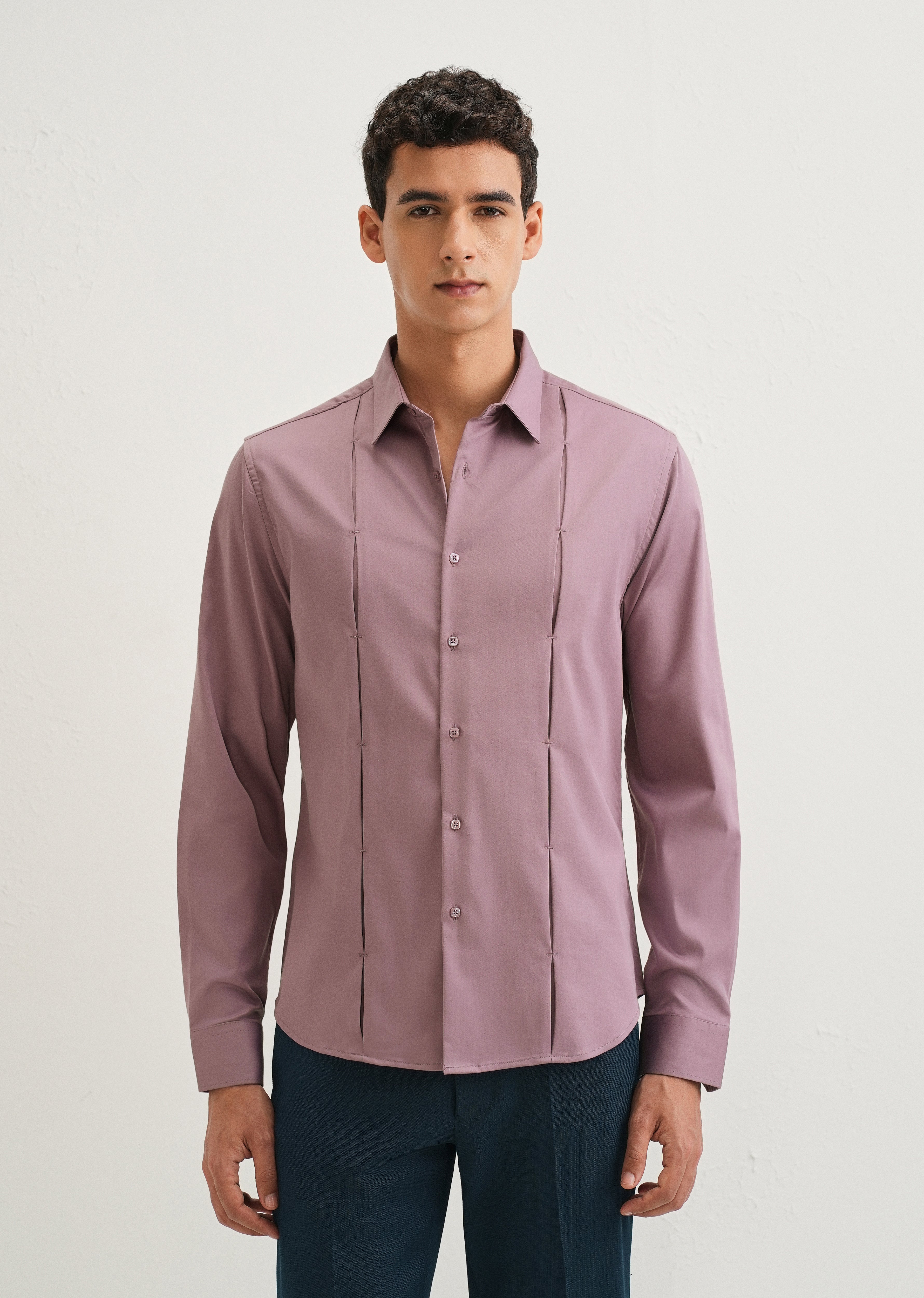 Twilight Lavender Front Panel Open Pleat Shirt