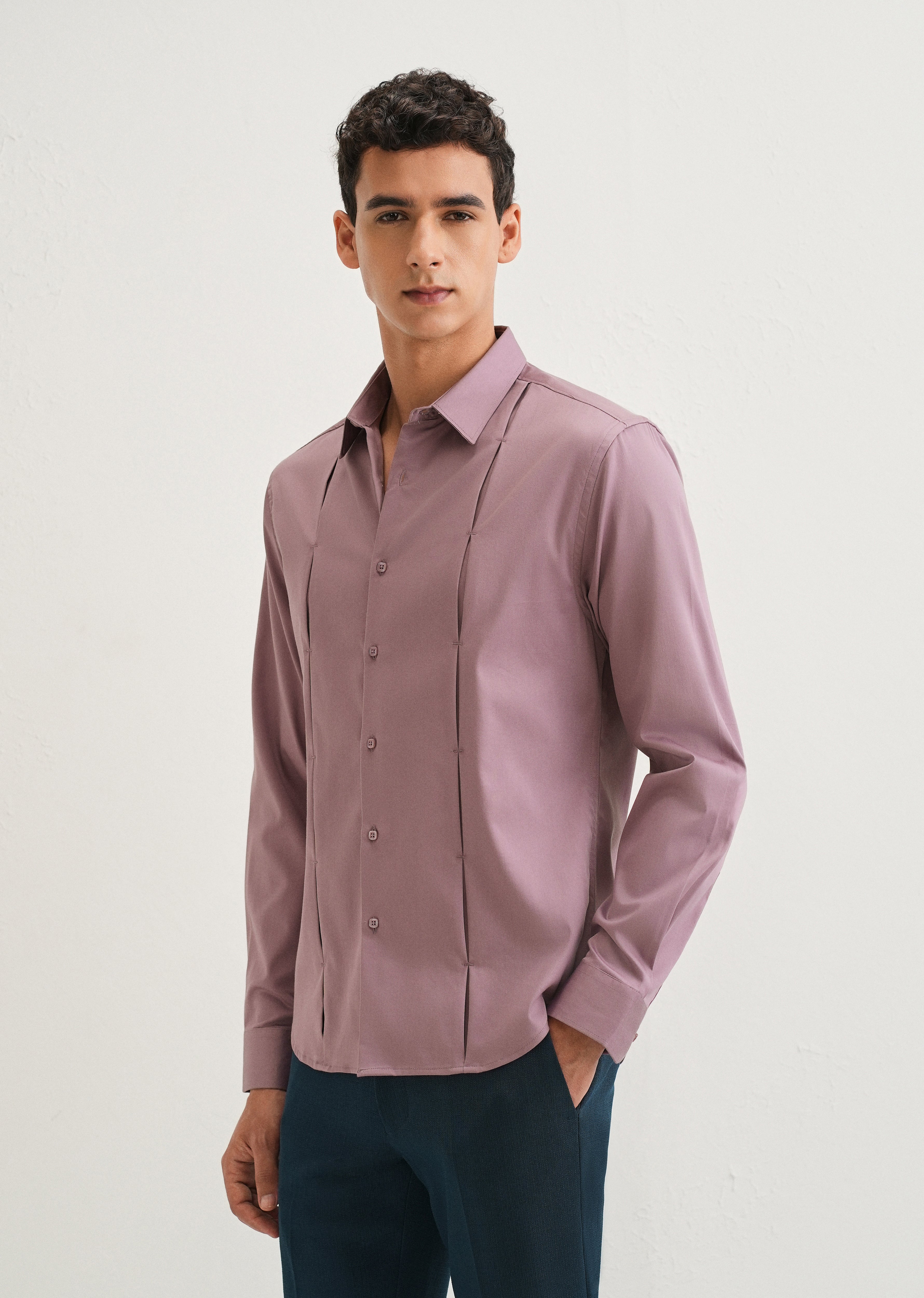 Twilight Lavender Front Panel Open Pleat Shirt