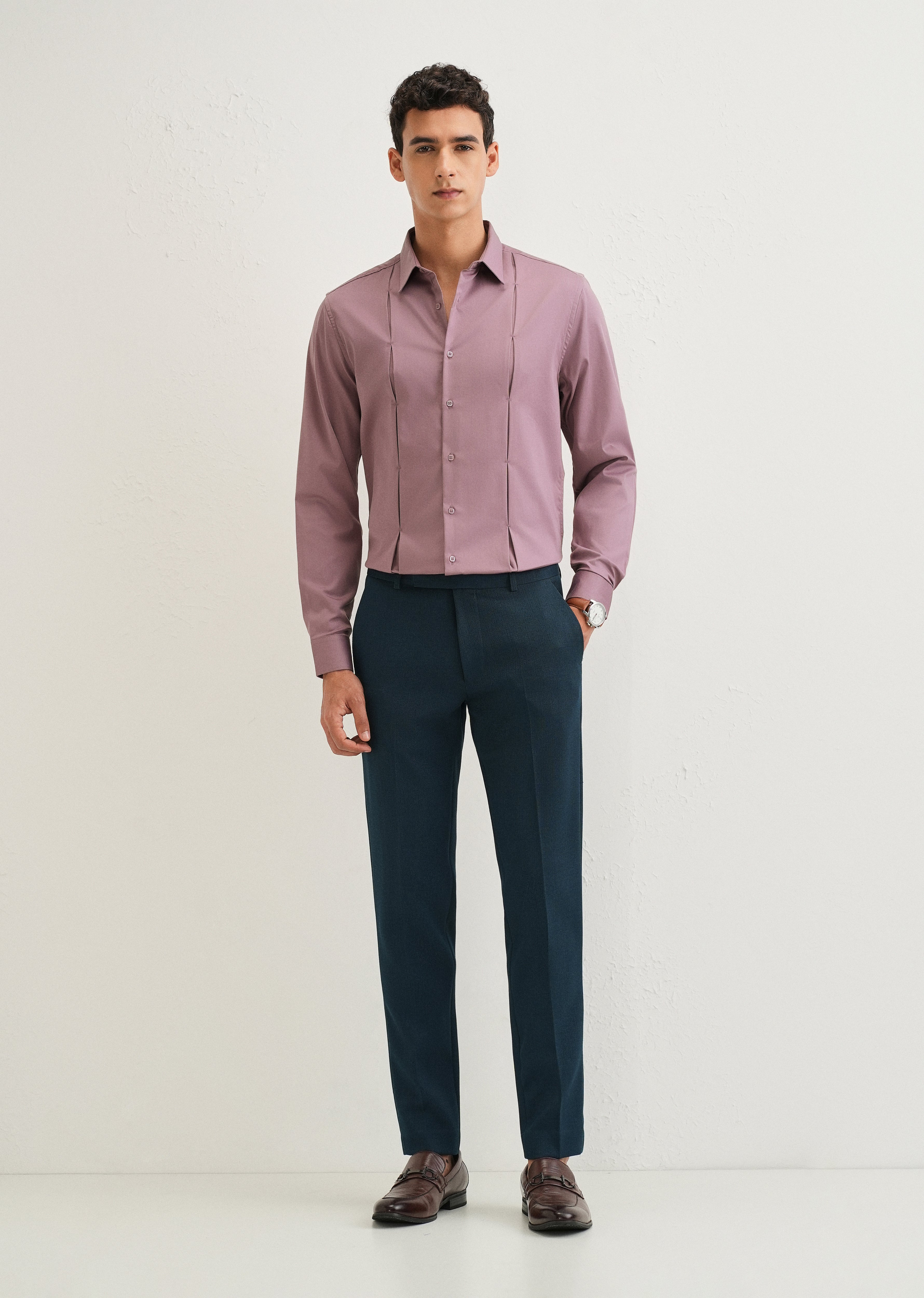 Twilight Lavender Front Panel Open Pleat Shirt