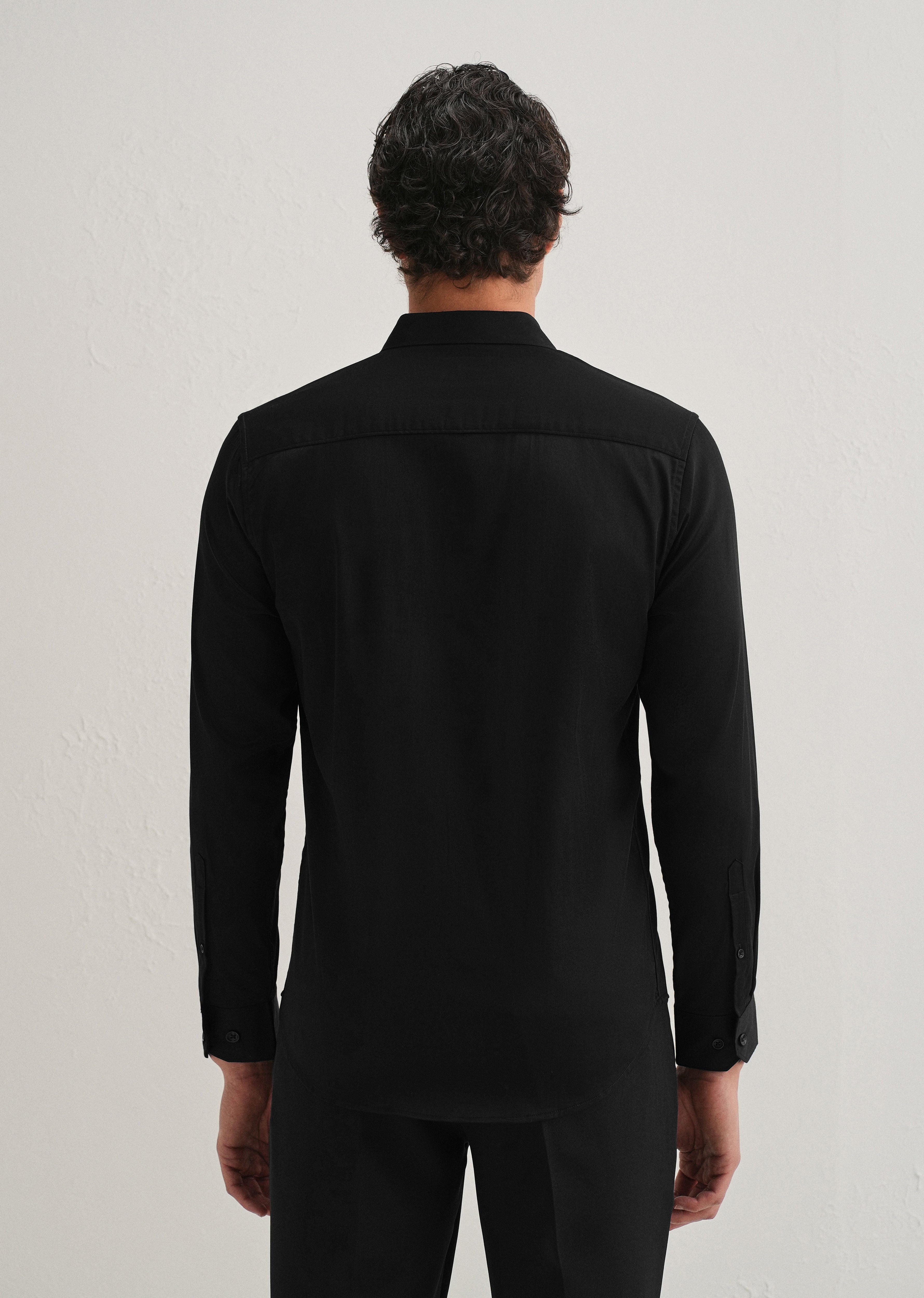 Twist Lock Button Black Designer Shirt