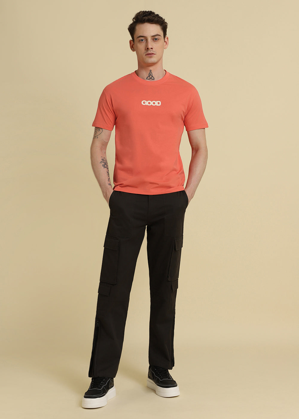 Typo Orange Oversized T-shirt