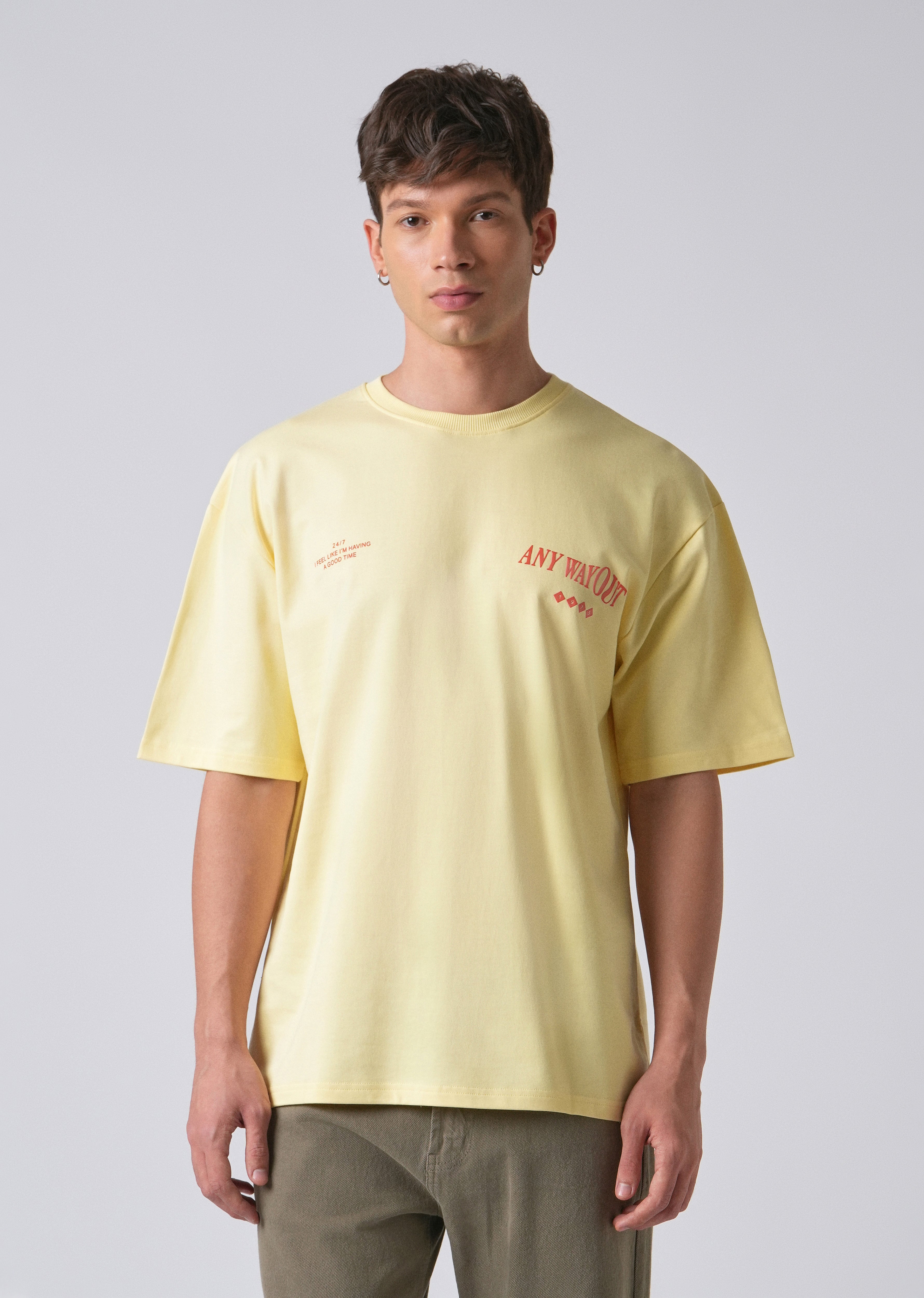 Typography Yellow Oversized T-shirt