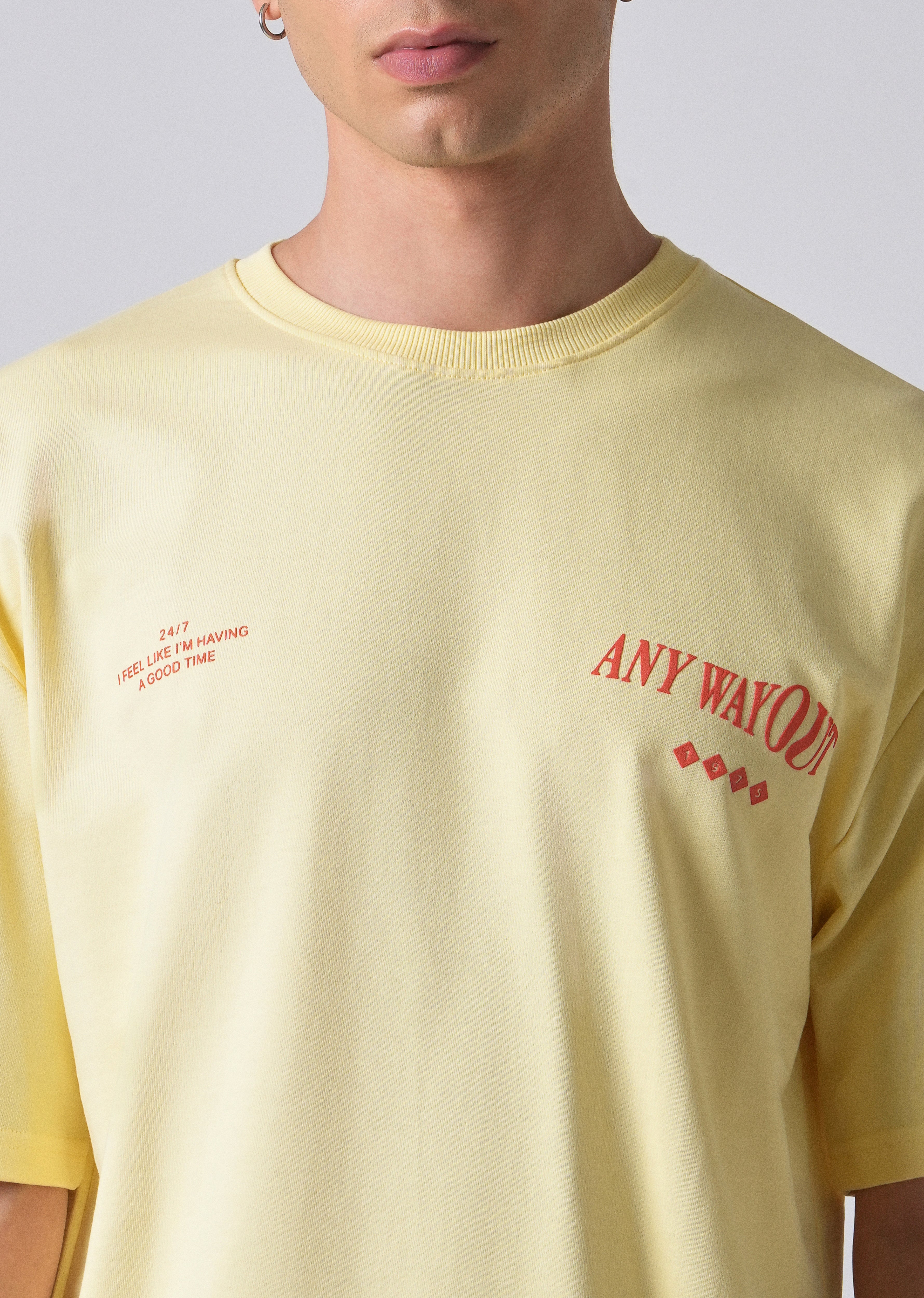 Typography Yellow Oversized T-shirt