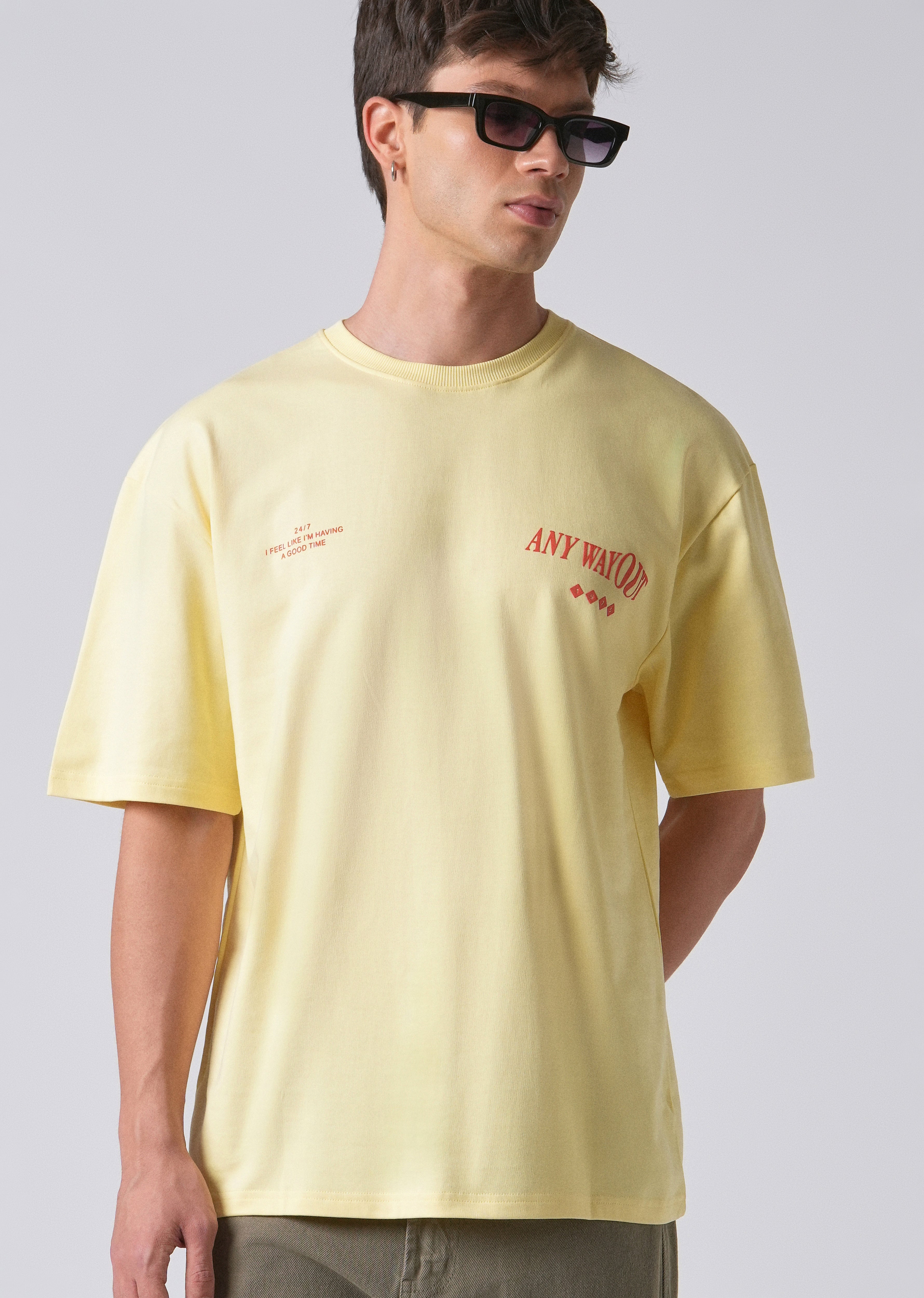 Typography Yellow Oversized T-shirt