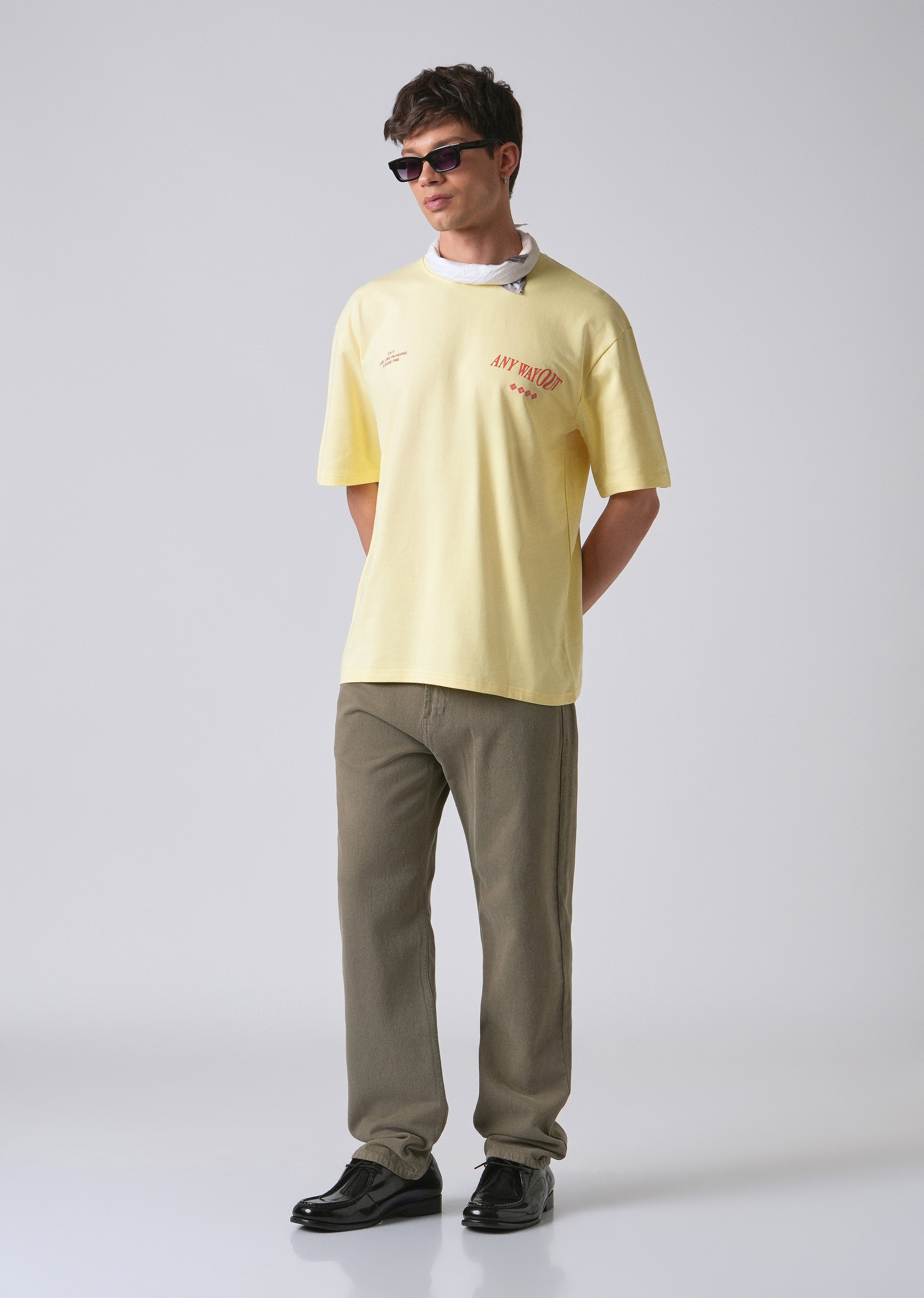 Typography Yellow Oversized T-shirt