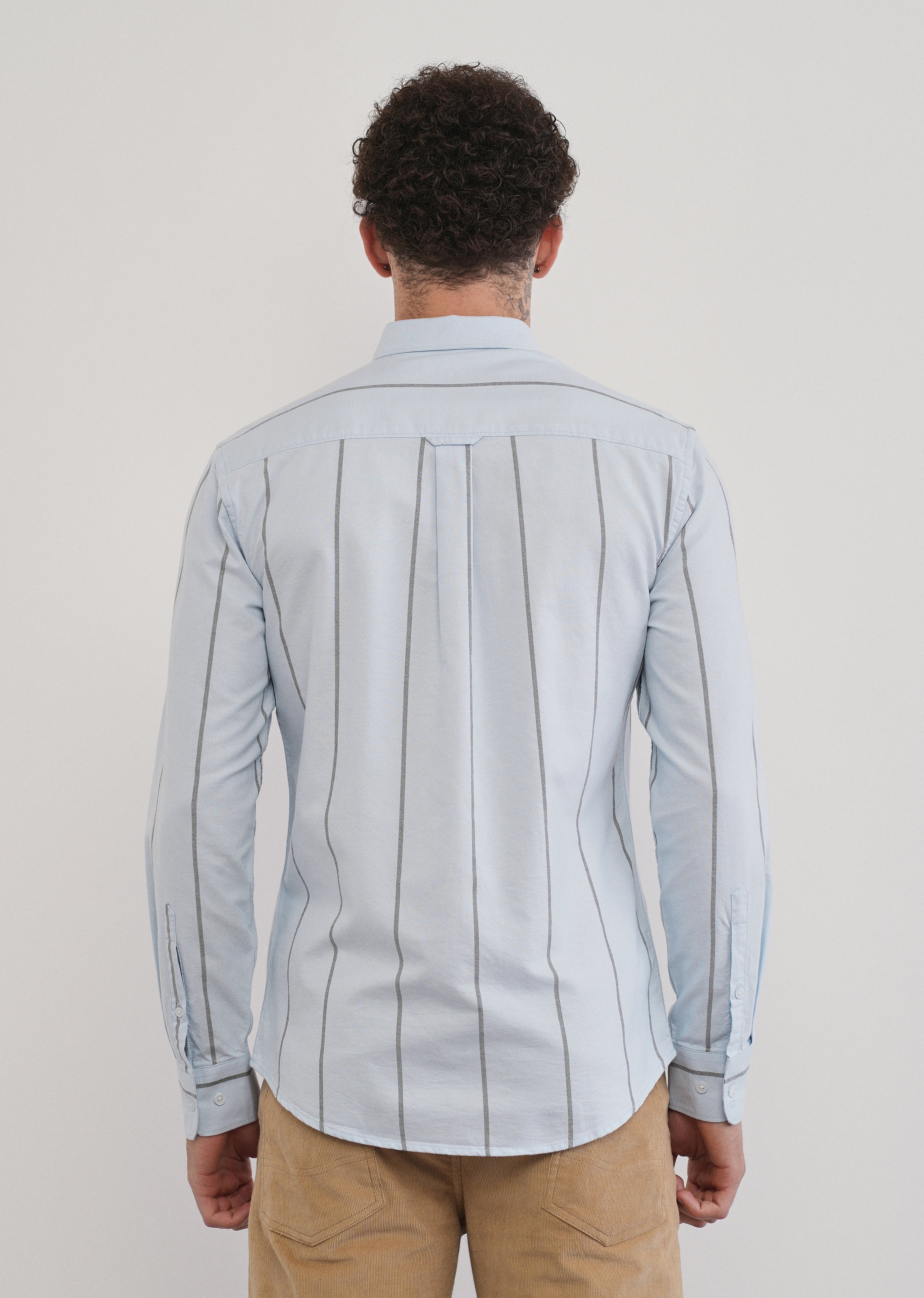 Vertical Stripe Blue Cotton Shirt