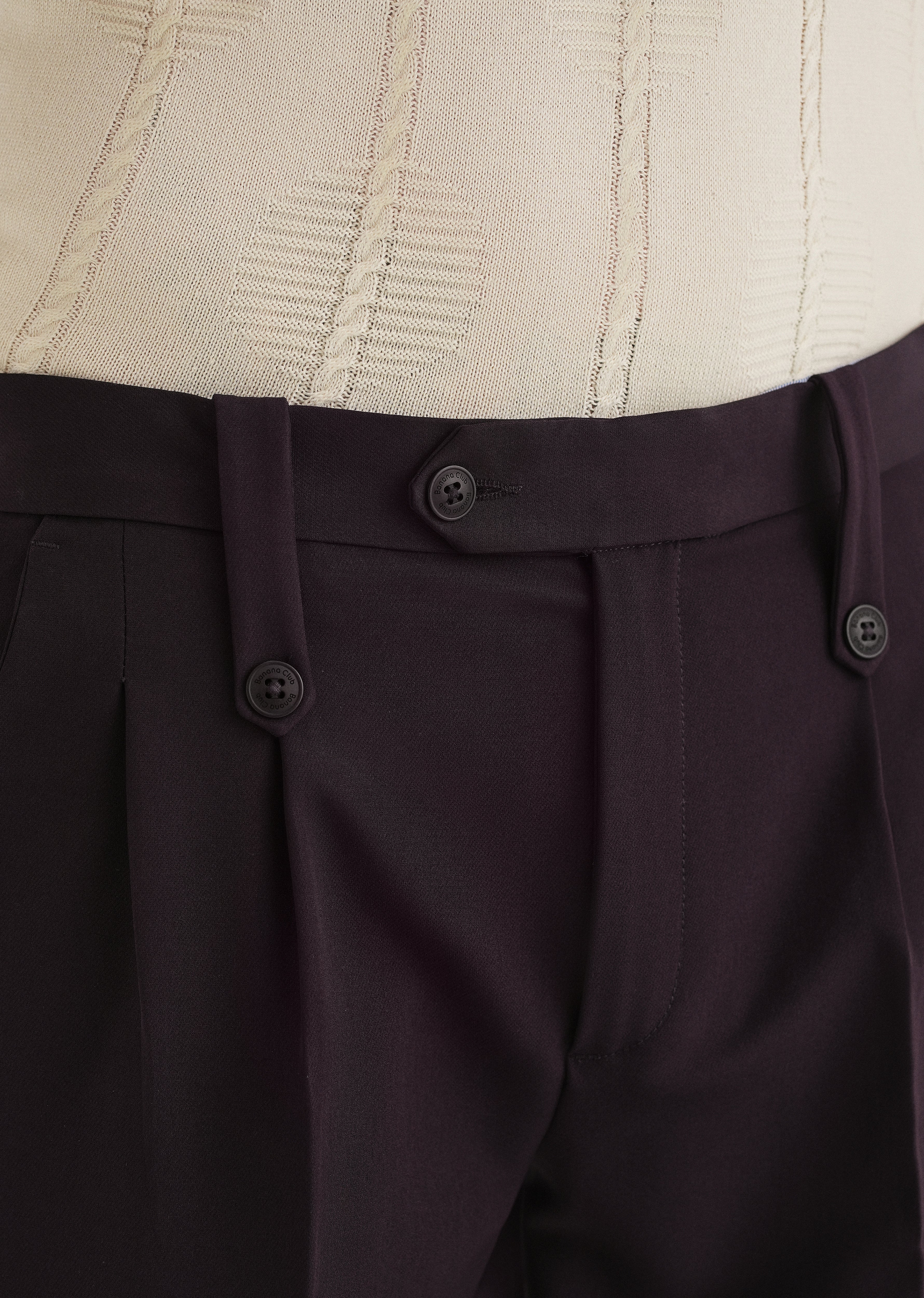 Violet Button-Tab Pleat Trouser