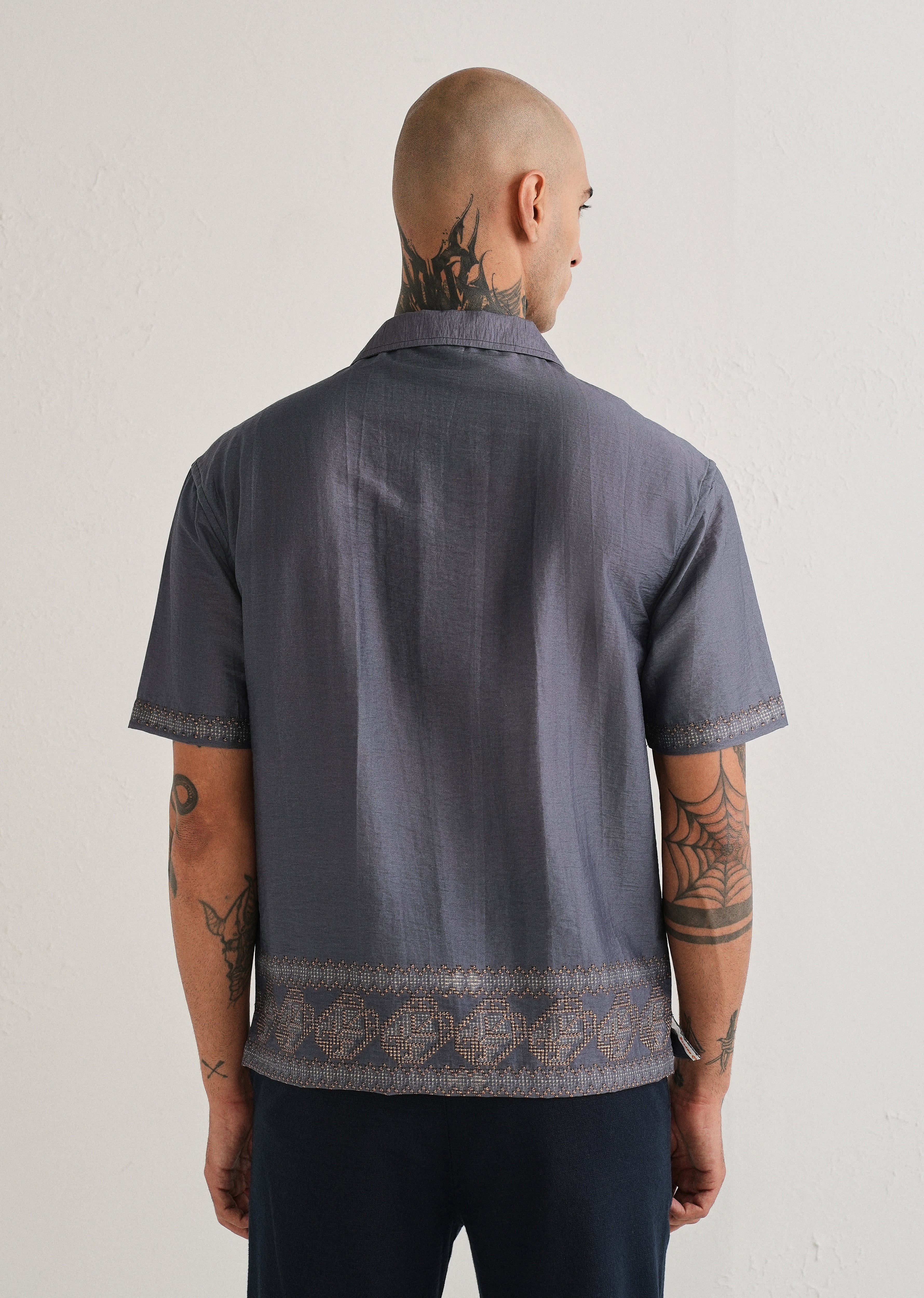 Violet Panel Placement Print Shirt