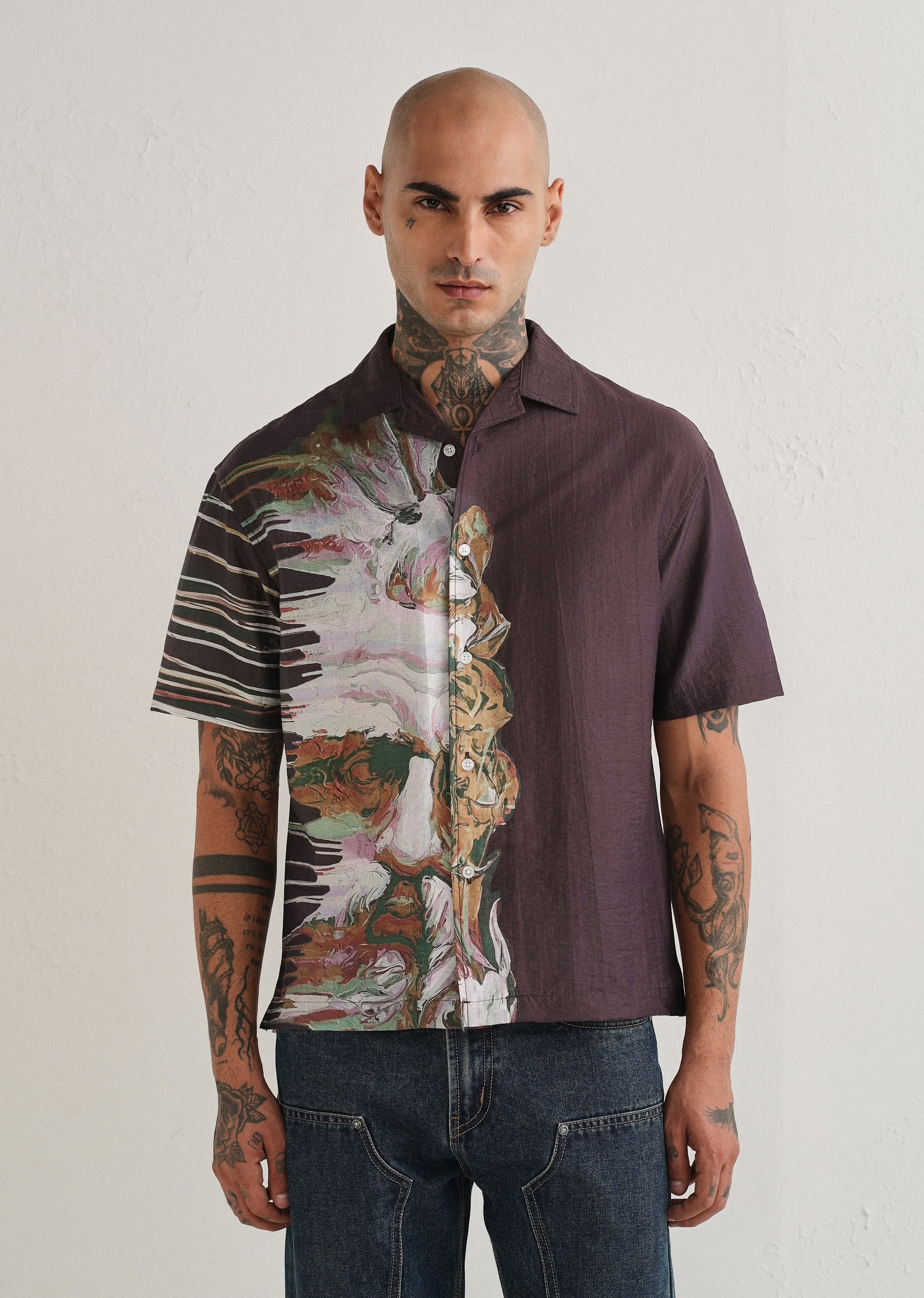 Violet Placement Print Shirt