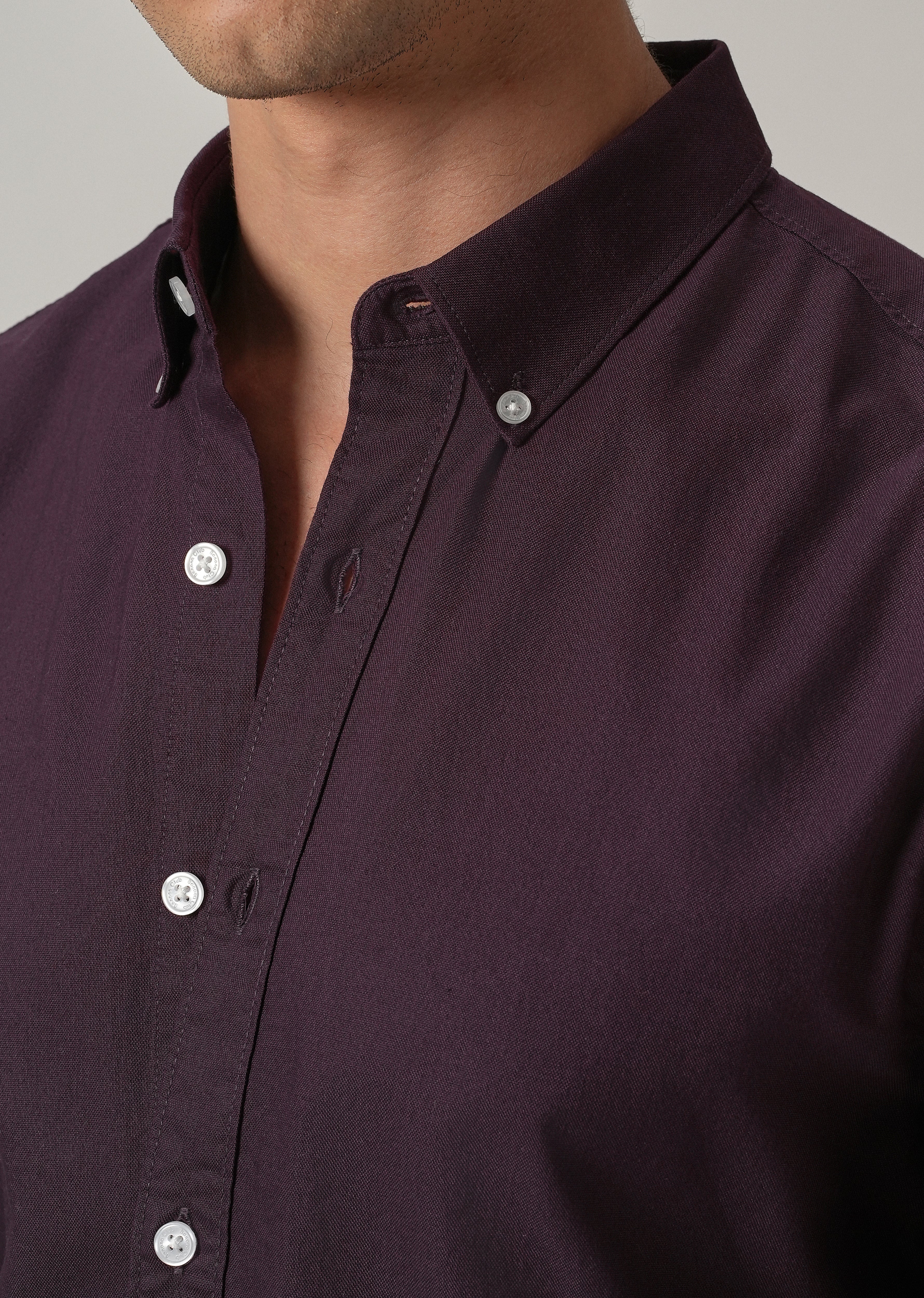 Violet Plain Elbow Patch Oxford Shirt