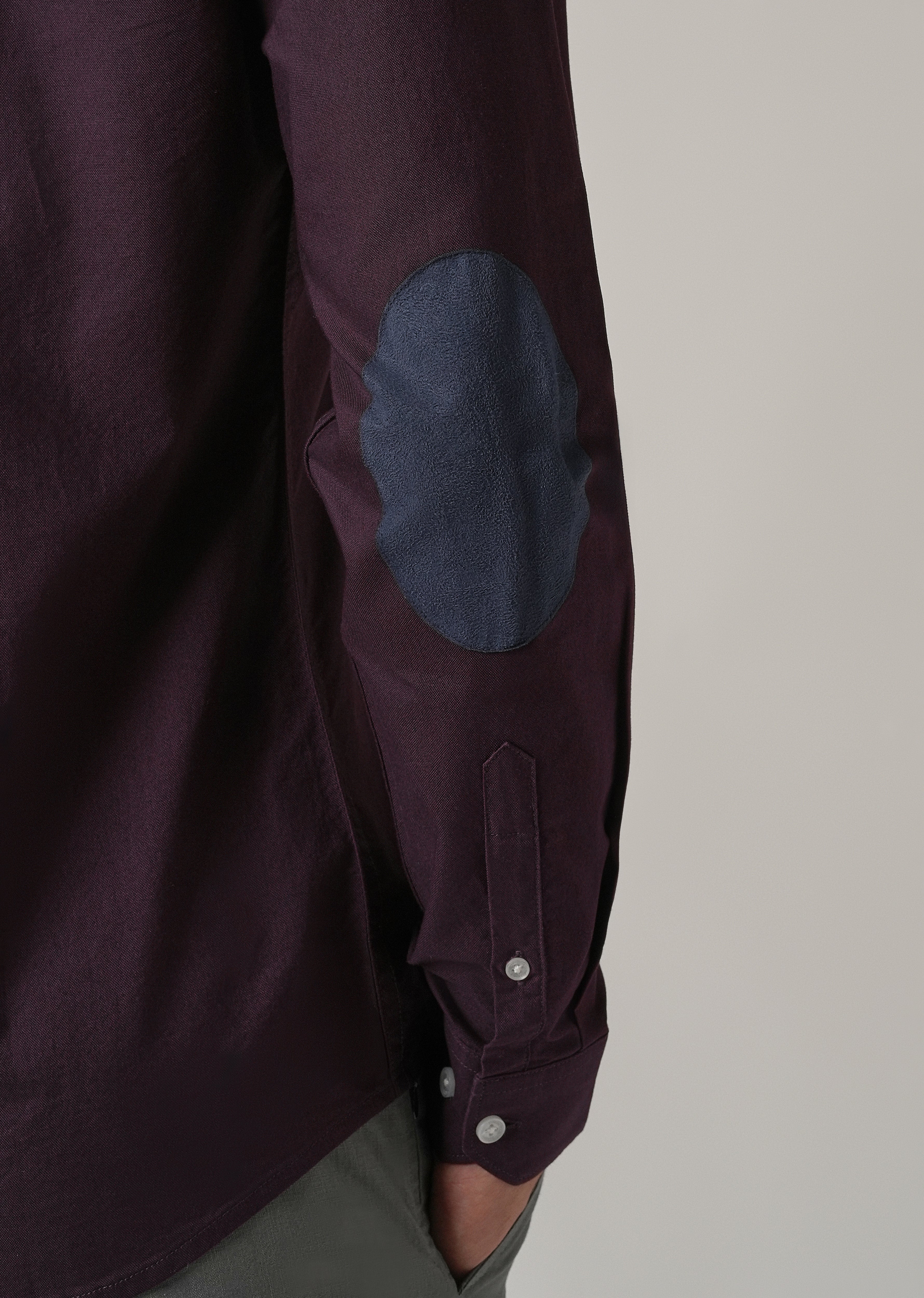 Violet Plain Elbow Patch Oxford Shirt
