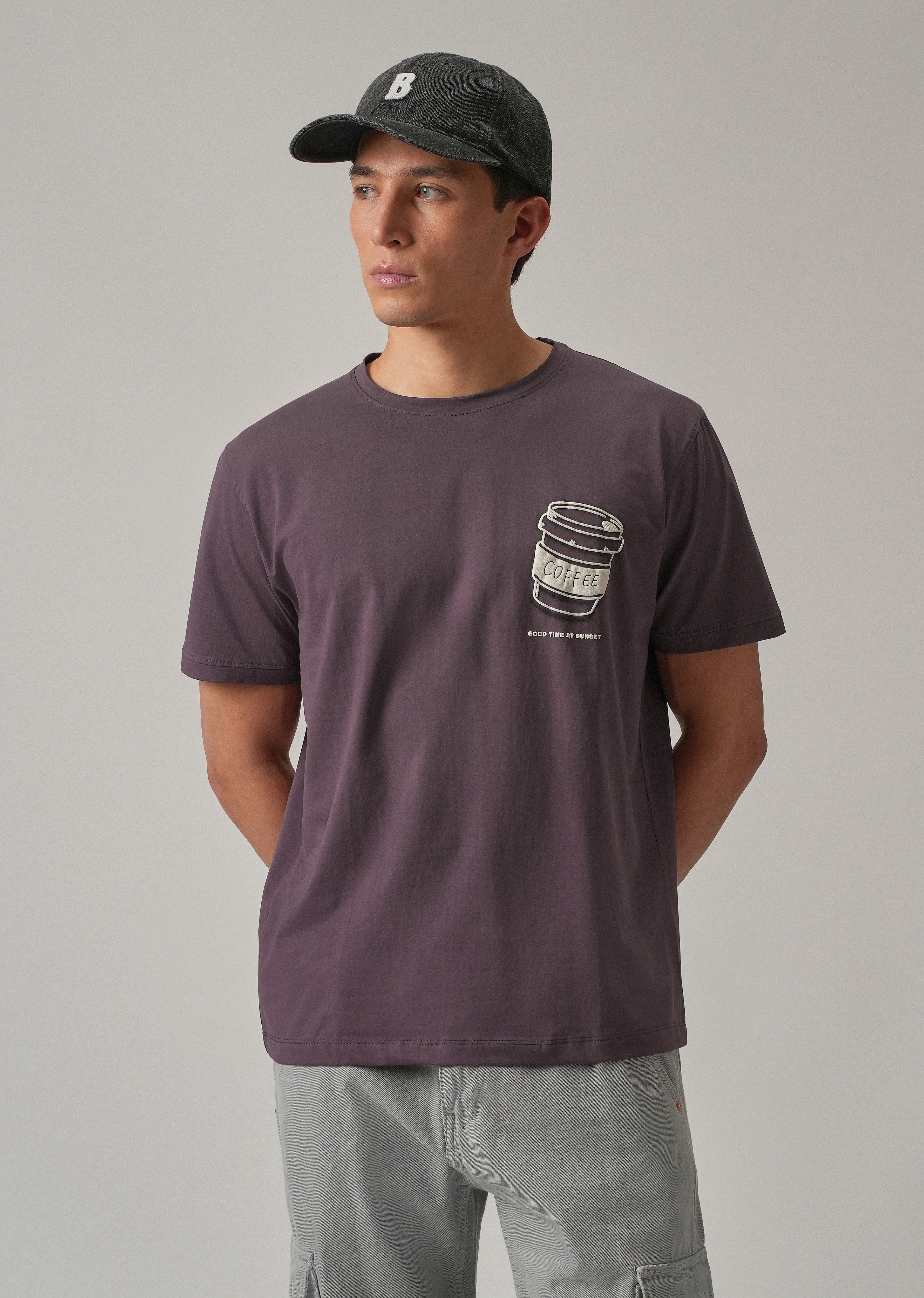 Violet Printed Slim Fit T-Shirt