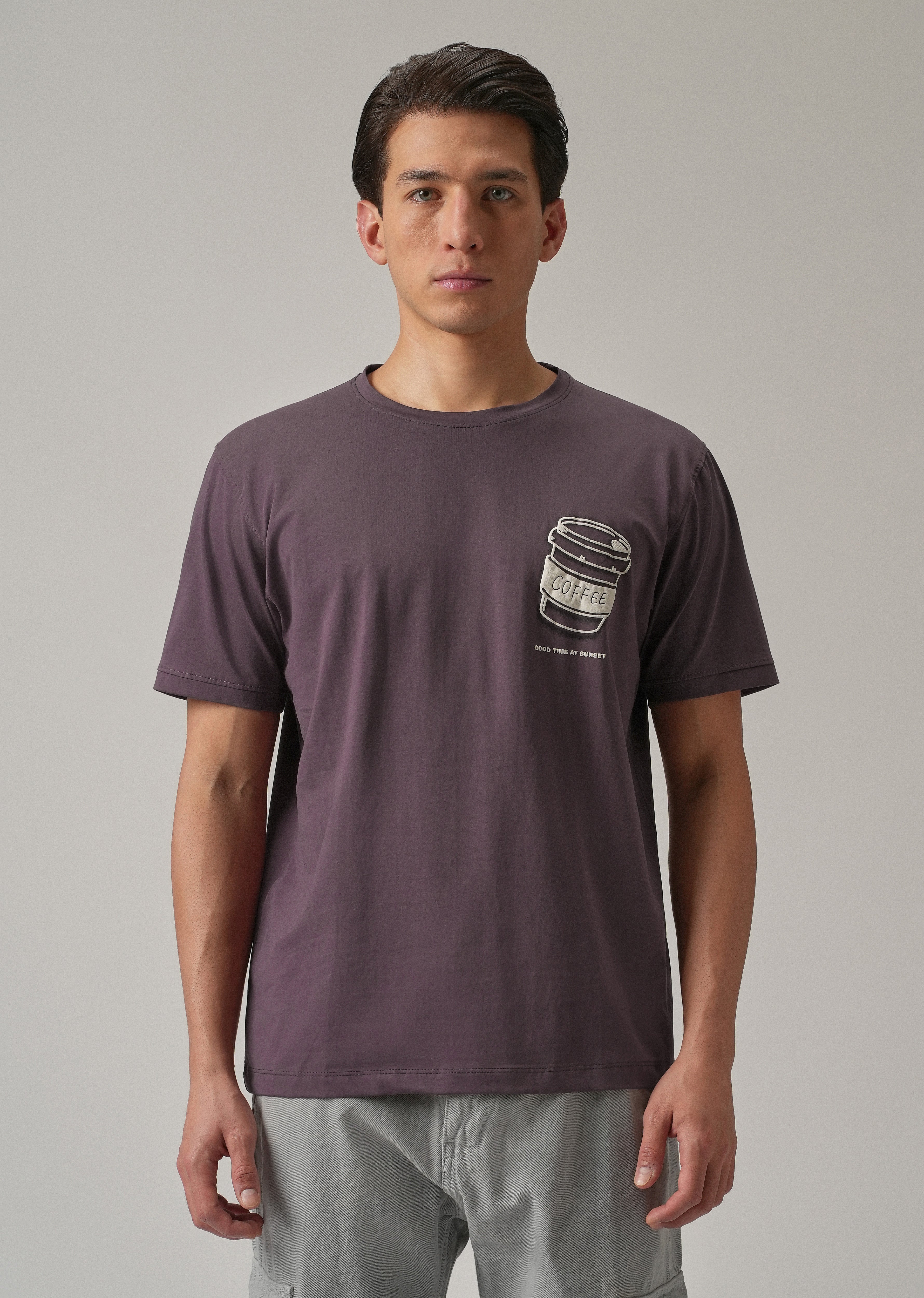 Violet Printed Slim Fit T-Shirt