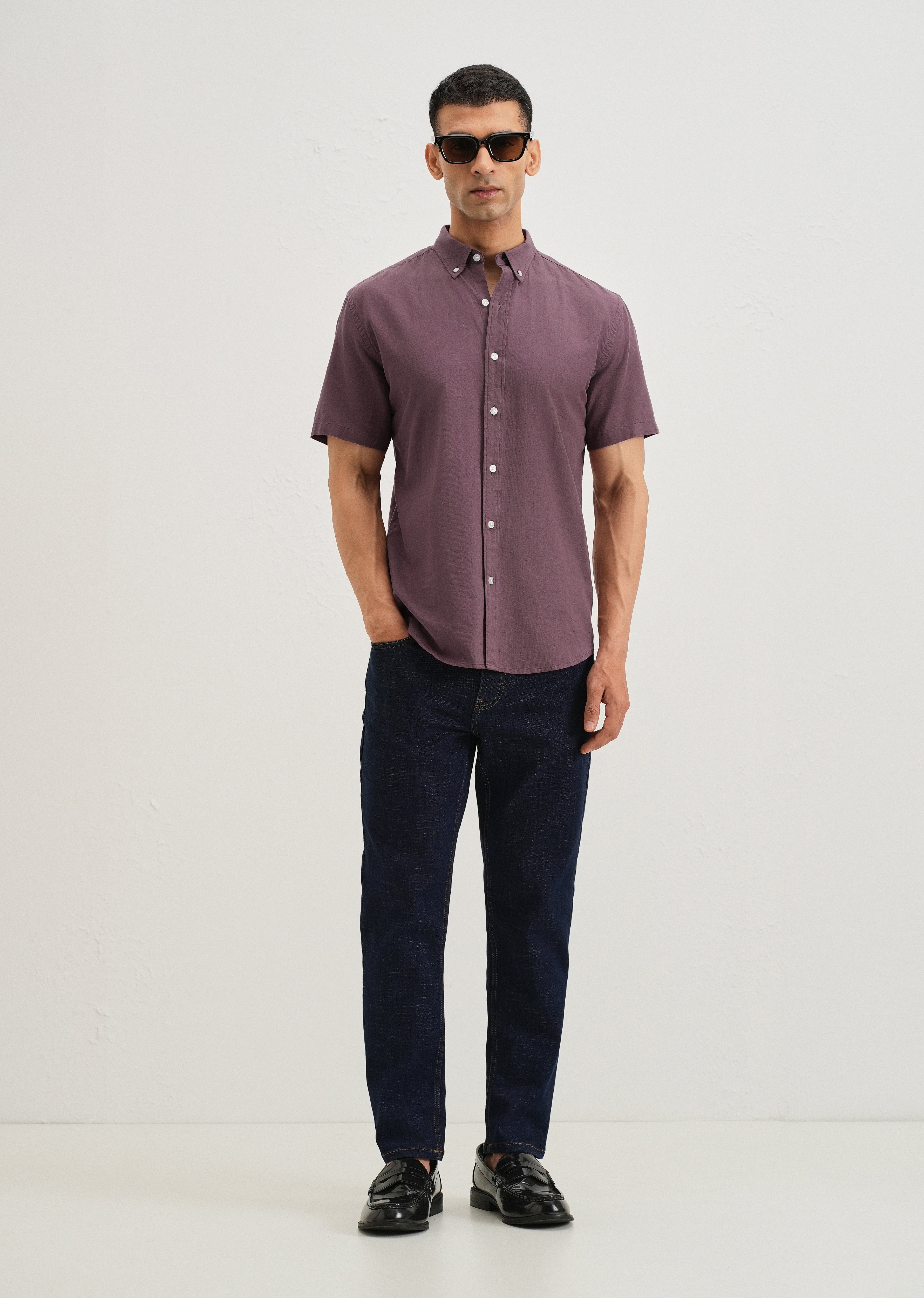 Violet Cotton Linen Shirt